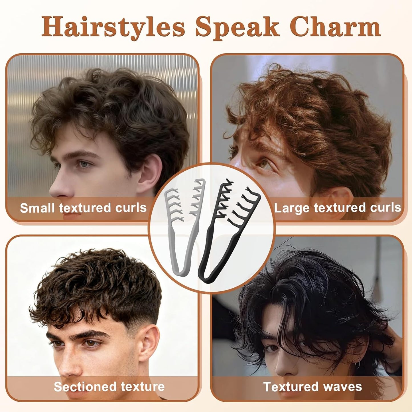 Voluminous Wide-Toothed Hair Comb Set - 2 Pcs ABS Plastic with Textured Grip for Maximum Root Lift | Black & Grey