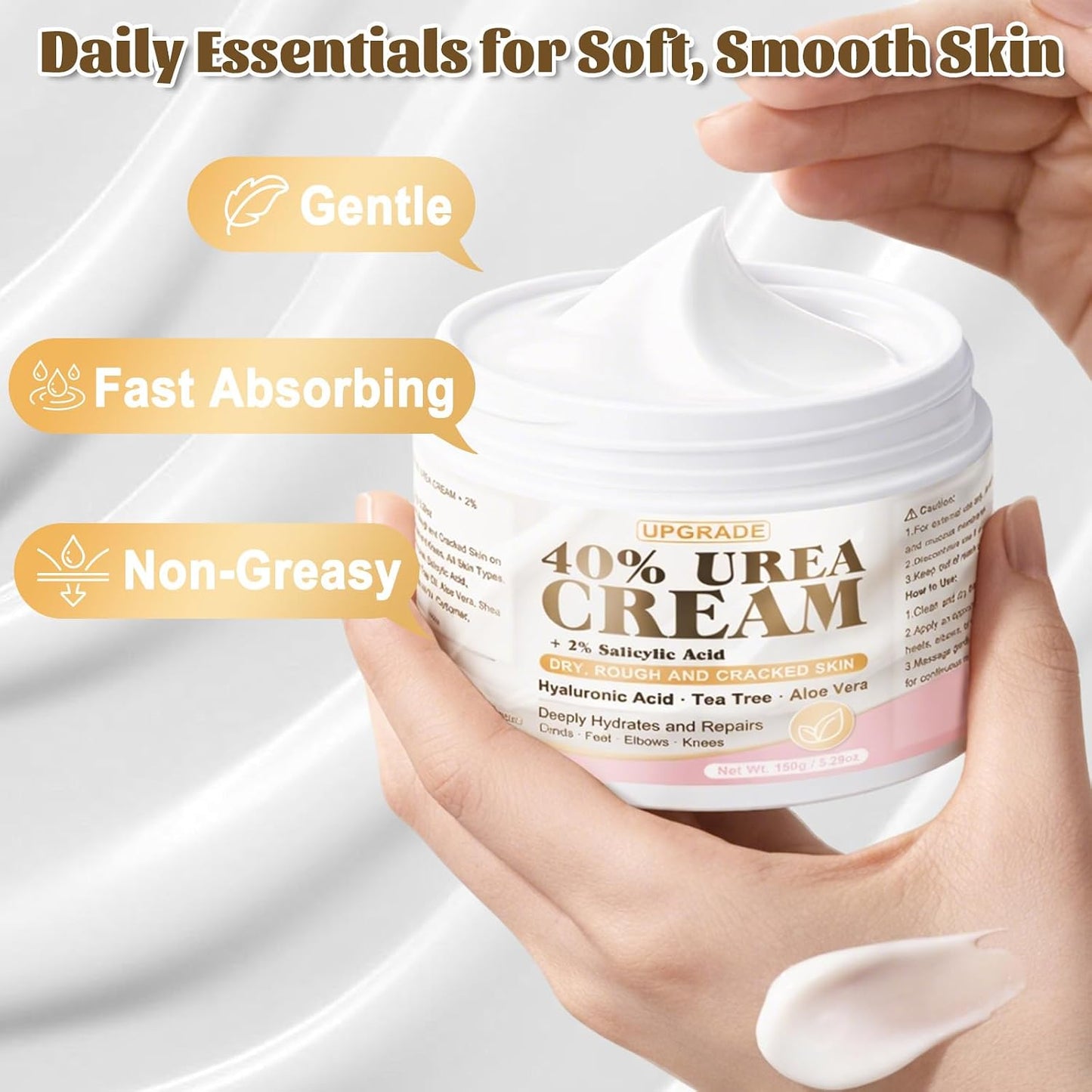 Urea Cream for Feet 40% - Maximum Strength Foot Moisturizer for Dry Cracked Heels & Calluses | Deep Softening Formula