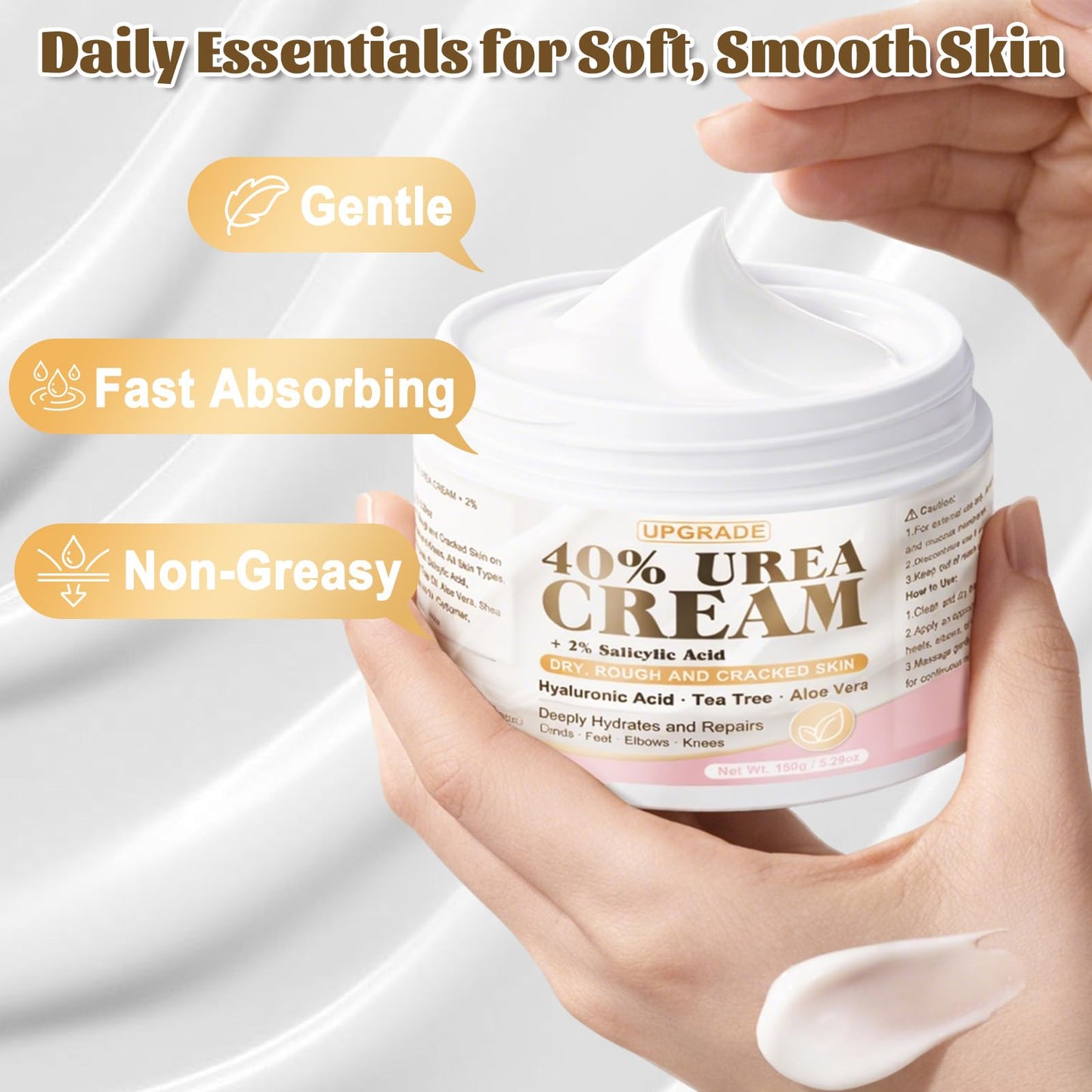 Urea Cream for Feet 40% – Maximum Strength Foot Cream for Dry Cracked Heels & Calluses, Deep Softening Heel Repair, Urea Lotion for Body Hydration, Fast-Absorbing Foot Moisturizer for Rough Skin