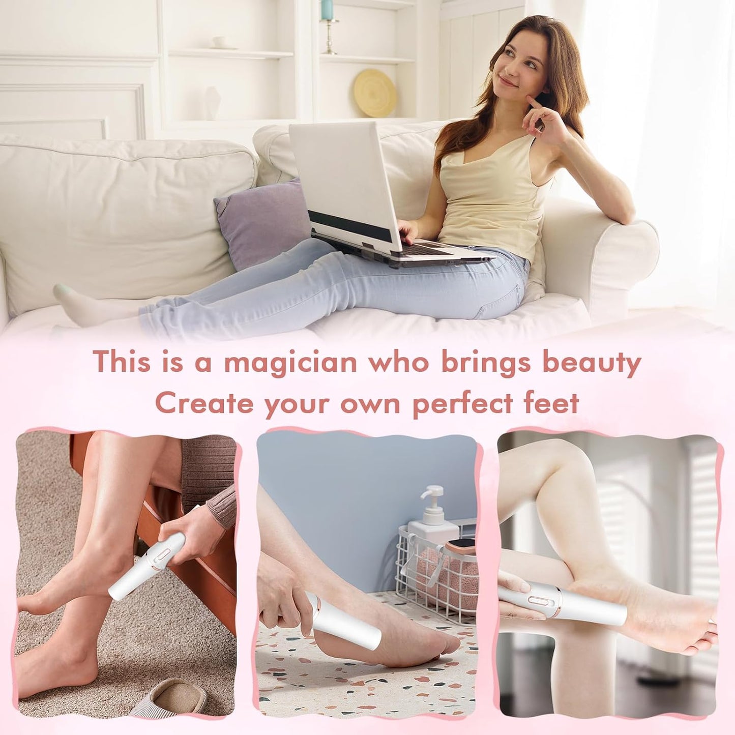Electric Foot File - Professional Callus Remover with 2 Grinding Heads & Cleaning Brush | Ideal for Dry, Cracked Skin