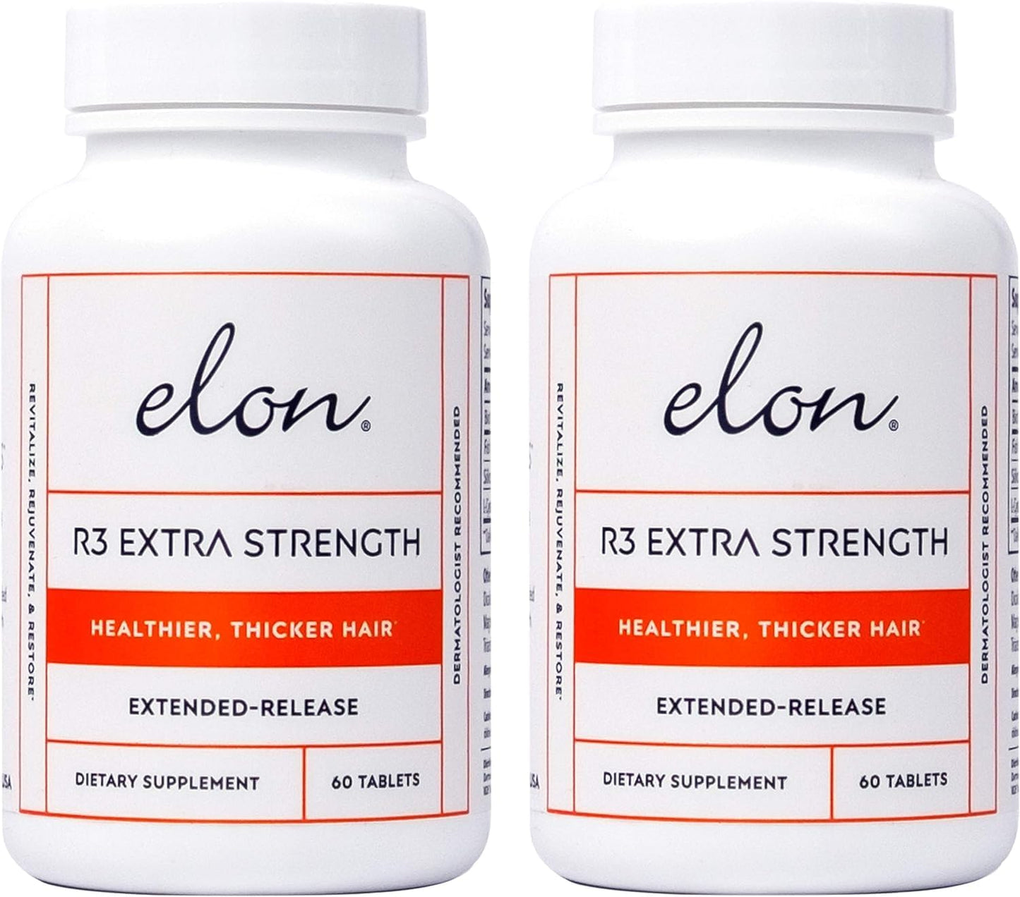 Elon R3 Hair Growth Supplement for Women - 5000 mcg Biotin & Collagen Peptides for Thick, Healthy Hair | 60 Tablets