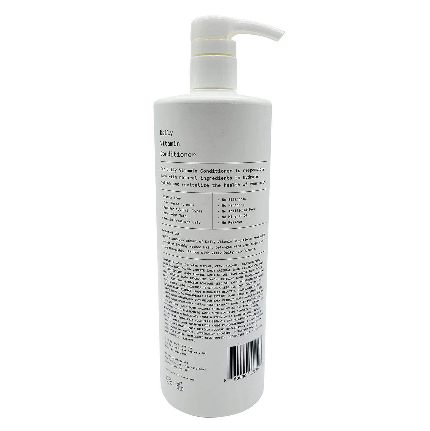 VITIV Daily Vitamin Conditioner | For All Hair Types | Made With Natural Ingredients | No Silicones, No Parabens, No Residue | Vegan (32 oz)