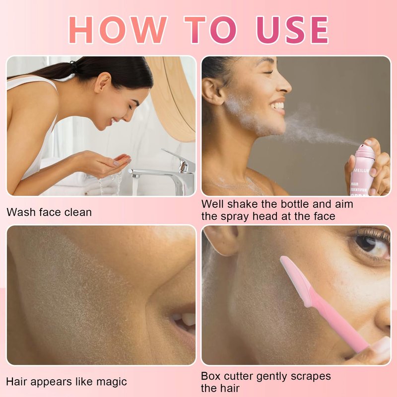 Hair Identifier Spray for Face Shaving,Moisturizing and Skin Care Dermaplaner Spray, Glow Reveal Face Spray for Face Dermaplaning, Peach Fuzz Remover for Women Face (1pc)