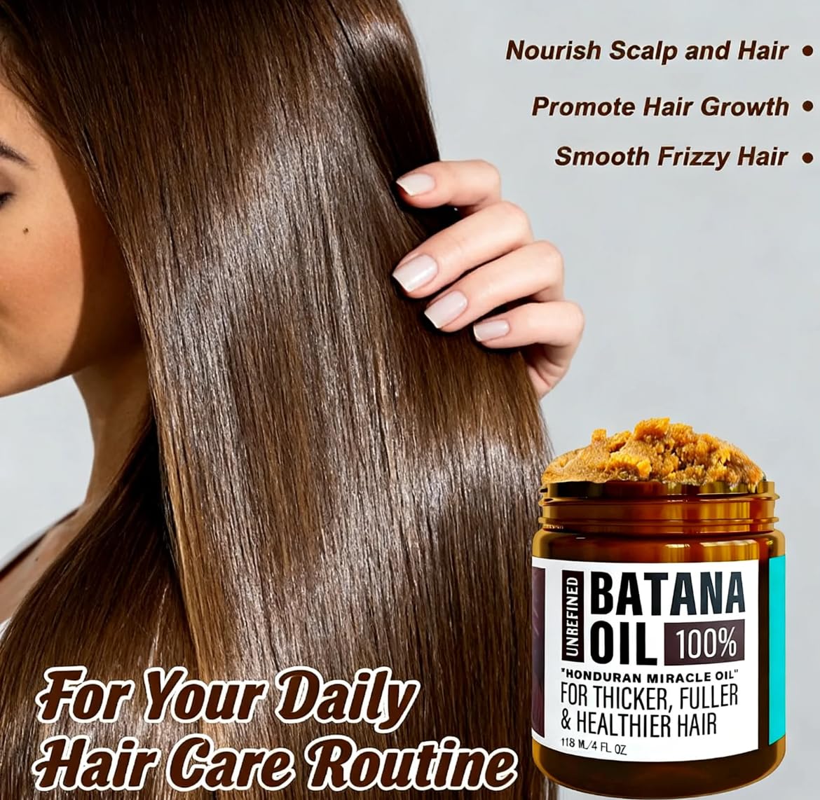 Honduran Batana Oil - 100% Natural Miracle Oil for Hair Growth | Thicker, Fuller Hair Treatment - 4 fl oz