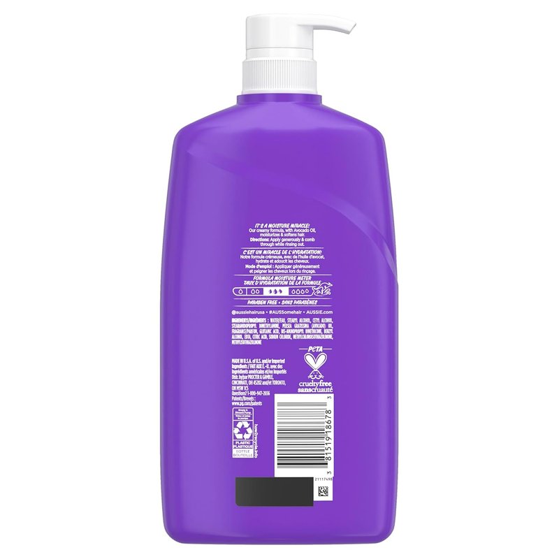 Aussie Miracle Moist Conditioner - Avocado & Jojoba Oil, Paraben-Free, 26.2 fl oz
