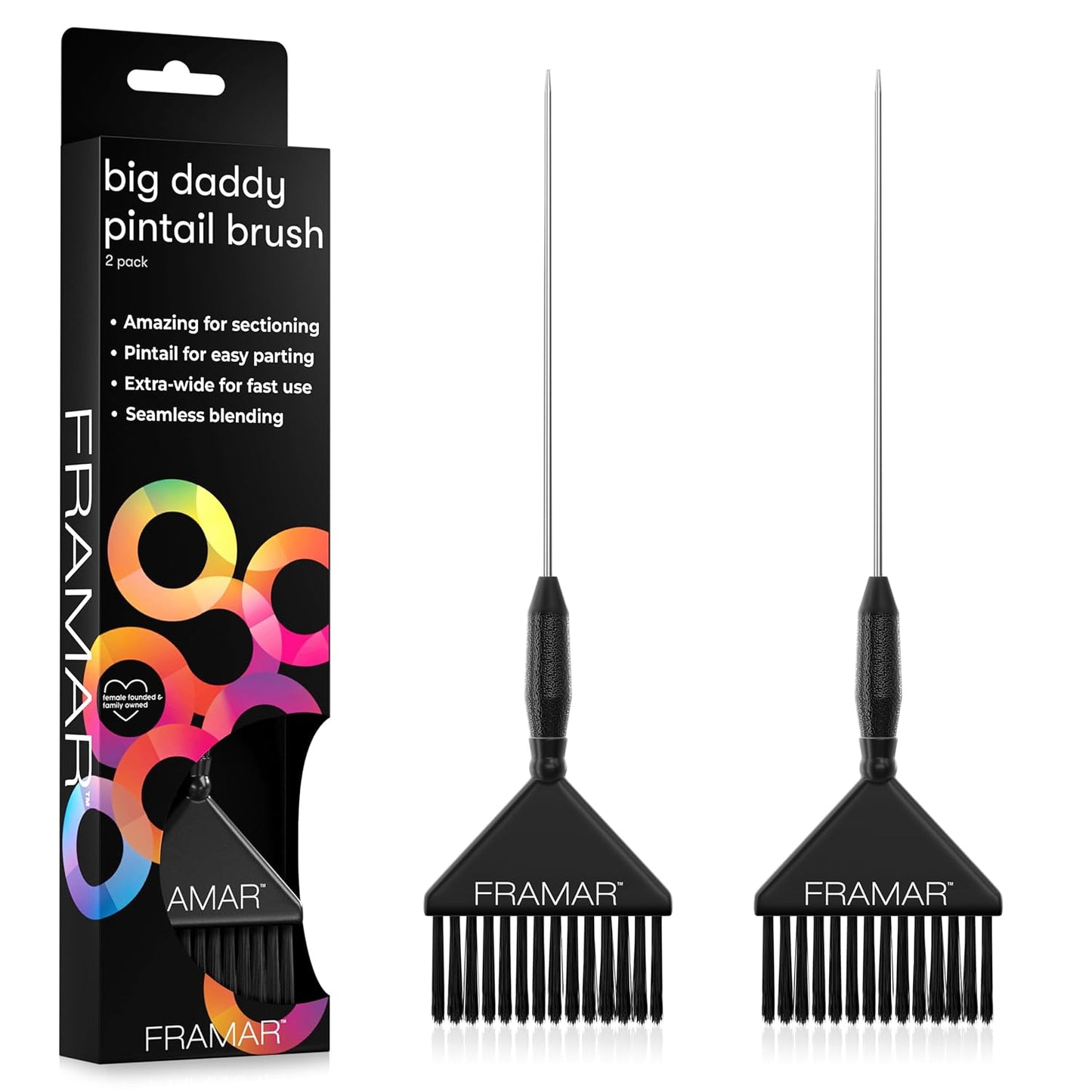 Framar Hair Color Brush Set | Precision Tint Brushes for Hair Styling - 3 Pack Black