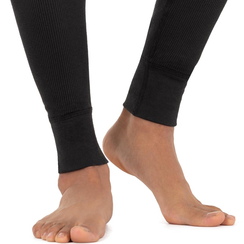 Fruit of The Loom Men's Recycled Waffle Thermal Underwear Bottom, Black, Large