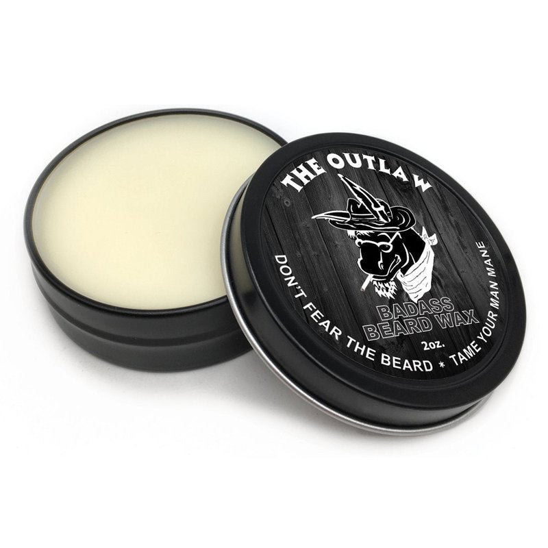 Badass Beard Care Beard Wax for Men - The Outlaw Scent 2 oz - Shea Butter Argan Jojoba Beeswax - Tobacco Vanilla Black Pepper - Medium Hold Beard and Mustache Wax