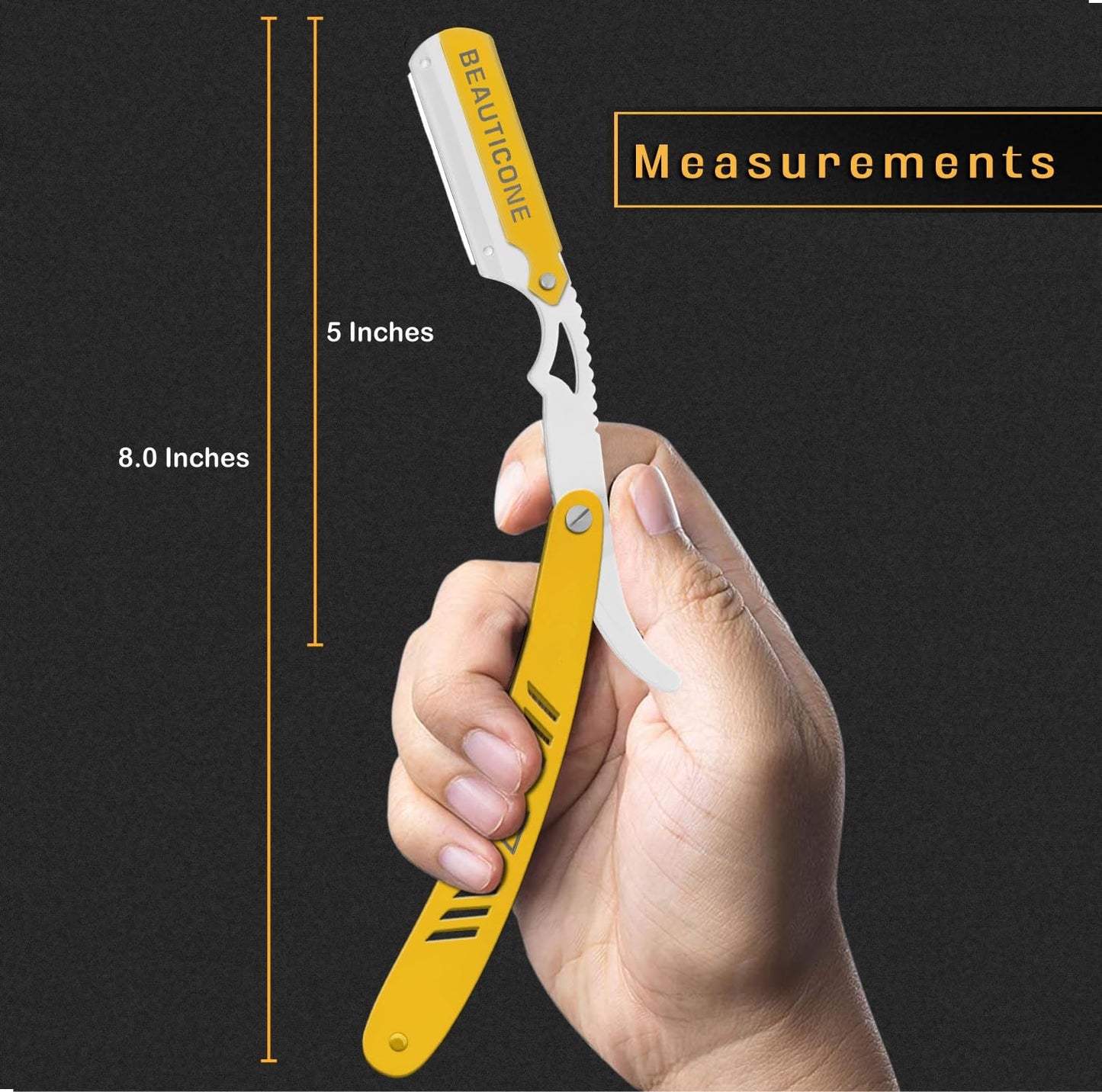 BEAUTICONE Straight Razors for Men, Straight Edge Razor, Single Edge Replacement Blades, Stainless Steel, Barber Razor for Men's Shaving, Barber Shaving Knife