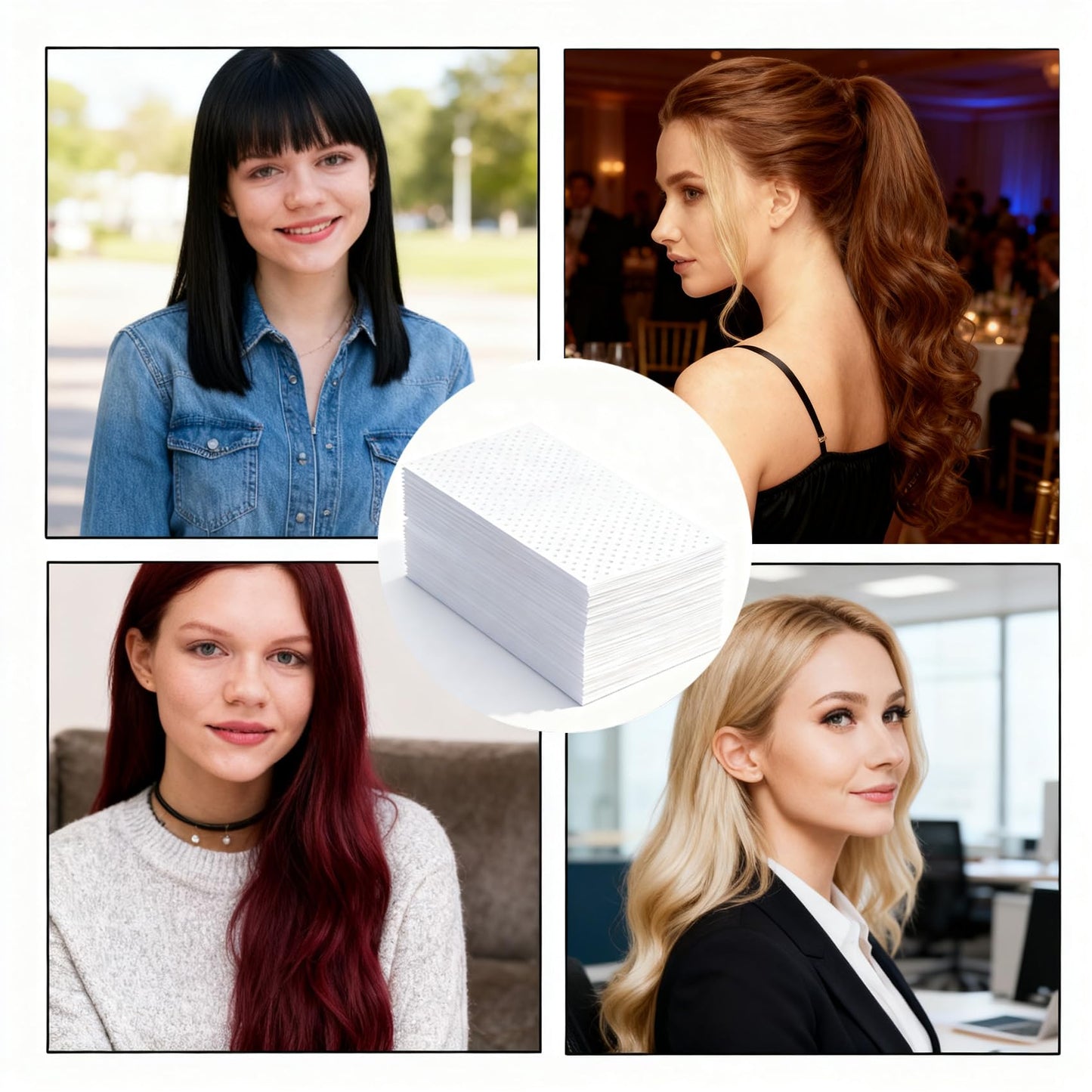 150 Sheets Perm End Papers for Hair, Breathable Disposable Salon Perm Papers for Cold and Hot Perms, 5.9x3.1in High Temperature Resistance Styling Accessories for Hair Rollers, White