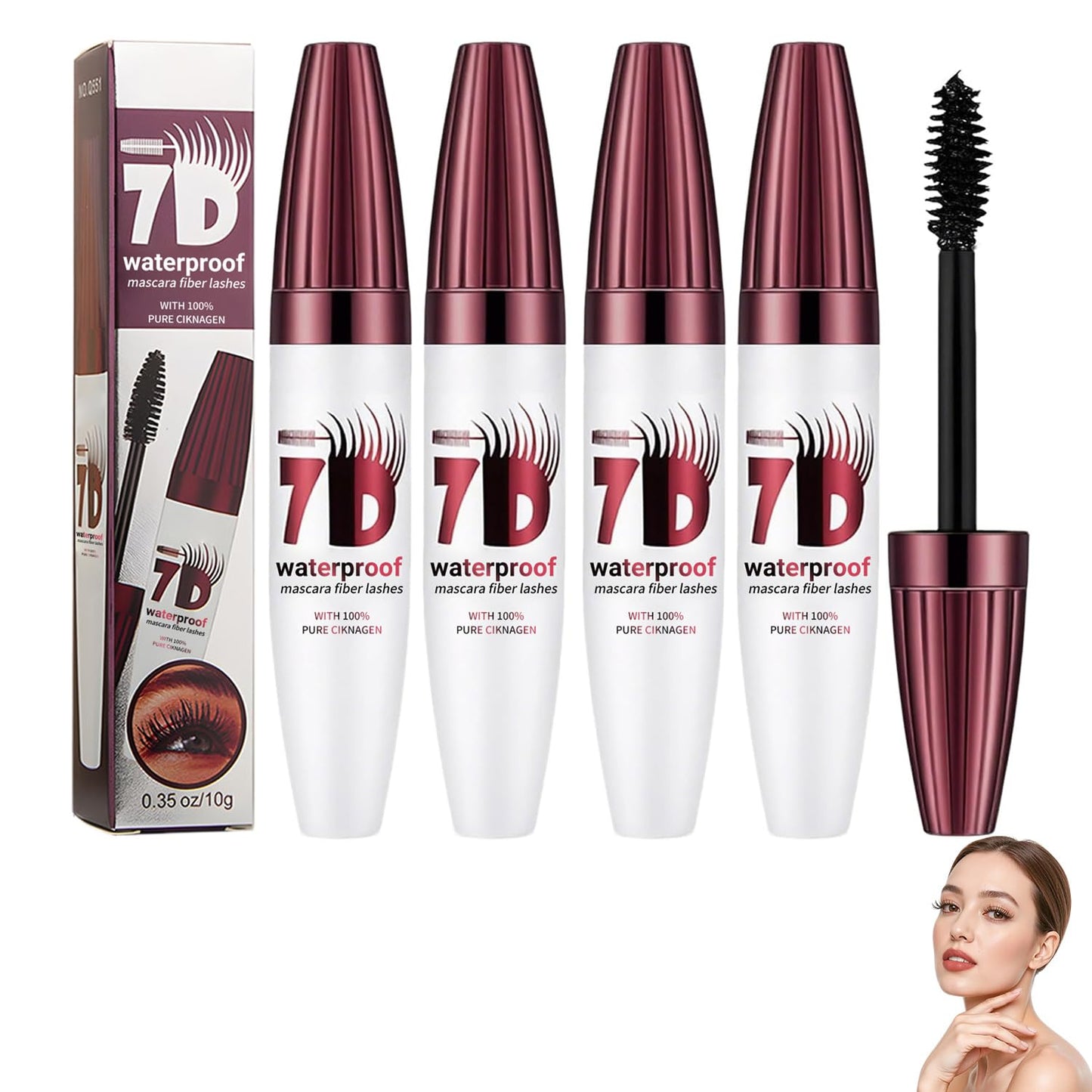 7D Mascara Fiber Lashes - Waterproof Black Formula for Thick, Softer, Fuller Lashes | 2-Pack