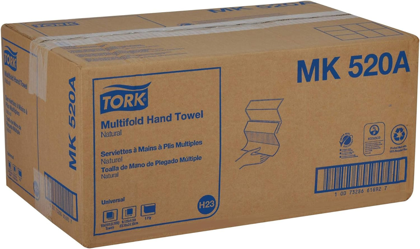 Tork Multifold Hand Towels - 100% Recycled, FSC Certified | 16 Packs of 250 Sheets