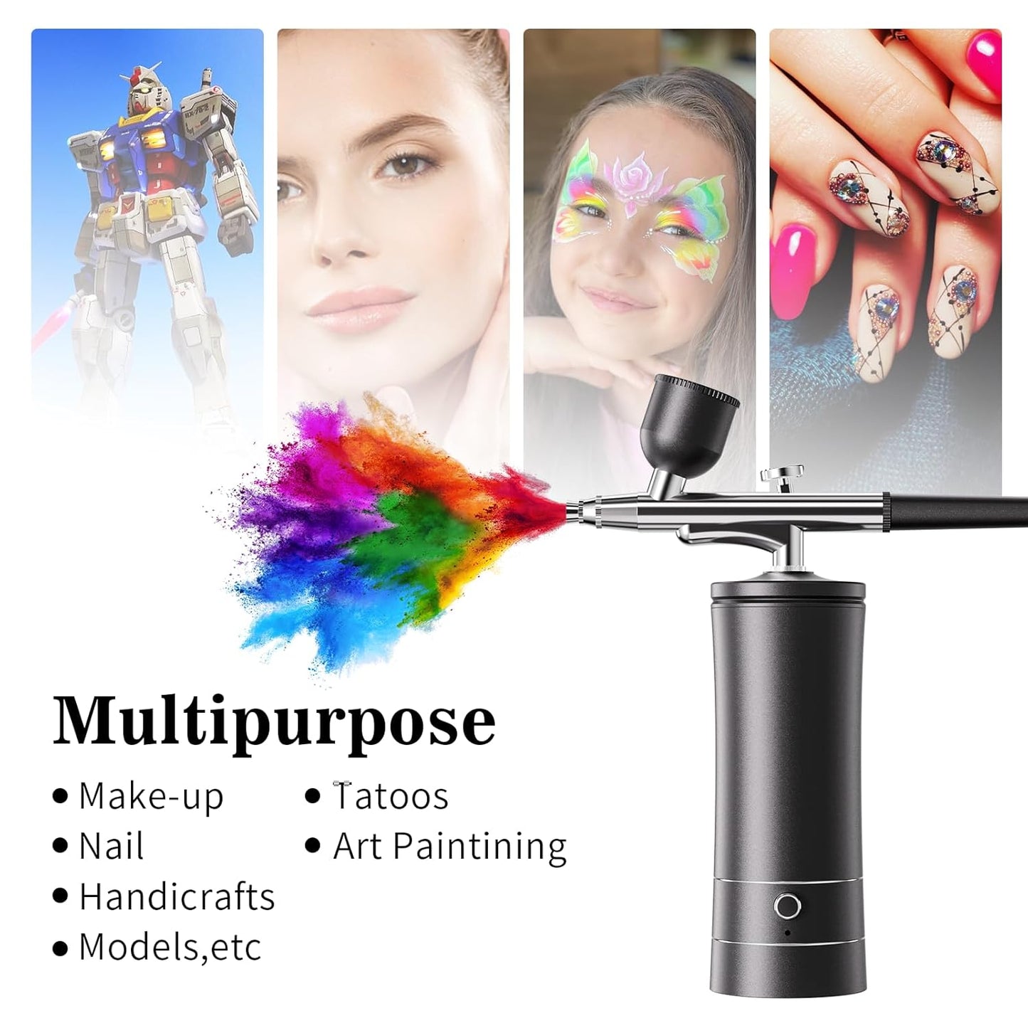 Airbrush Kit - Wireless Air Brush with Compressor for Nail Art, Makeup & Model Painting | Black