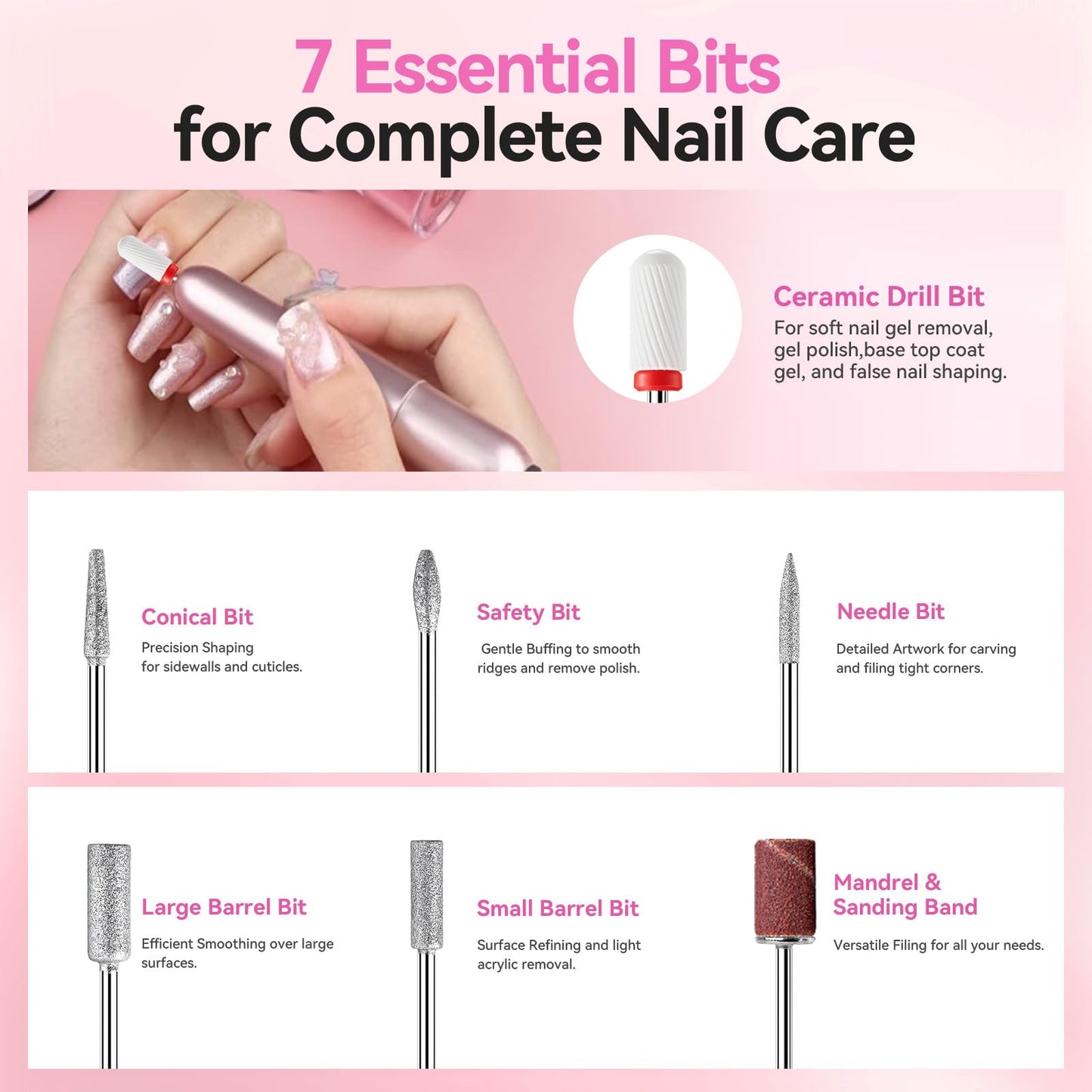 Makartt Electric Nail Drill: Rechargeable 35000 RPM Professional Efile, Cordless Nail Drill Machine Kit & Nail Machine for Acrylic Dip Powder Gel Polish,Quiet Lightweight Portable Tool for Salon Home