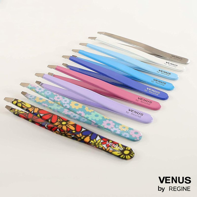 Venus by Regine Slant Tweezers - Handmade Precision Tool for Women & Men, 25-Degree Angle for Shaping Eyebrows & Grooming Facial Contours, Suitable for Eyebrow & Facial Hair Removal (Lavender)