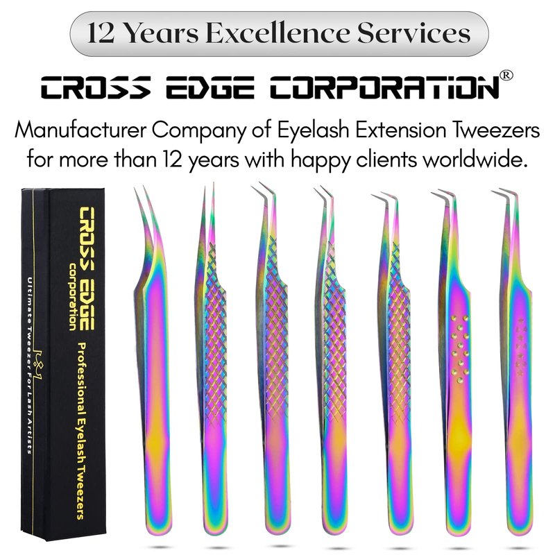 My Lash Tools Fiber Tip Lash Tweezers for Eyelash Extensions Professional Lash Tech Supplies Must Haves Volume Boot Eyelash Tweezers 12cm Stainless Steel Mink Fan Making Lashing Tweezer (Gold)