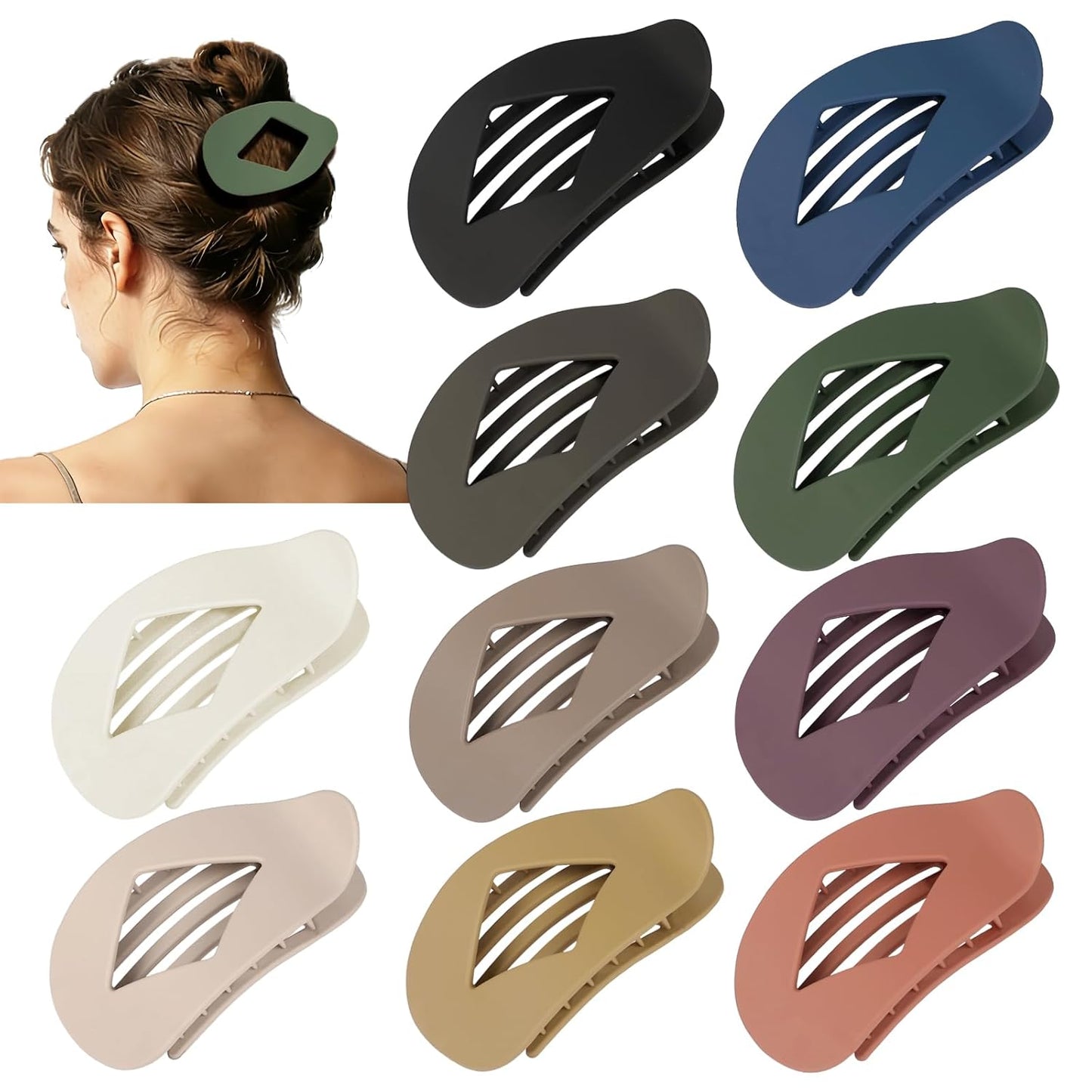 Flat Hair Clips for Women - 10 PCS Large Matte & Tortoise Claw Clips | 4.2 Inch Strong Hold for Thick/Thin Hair