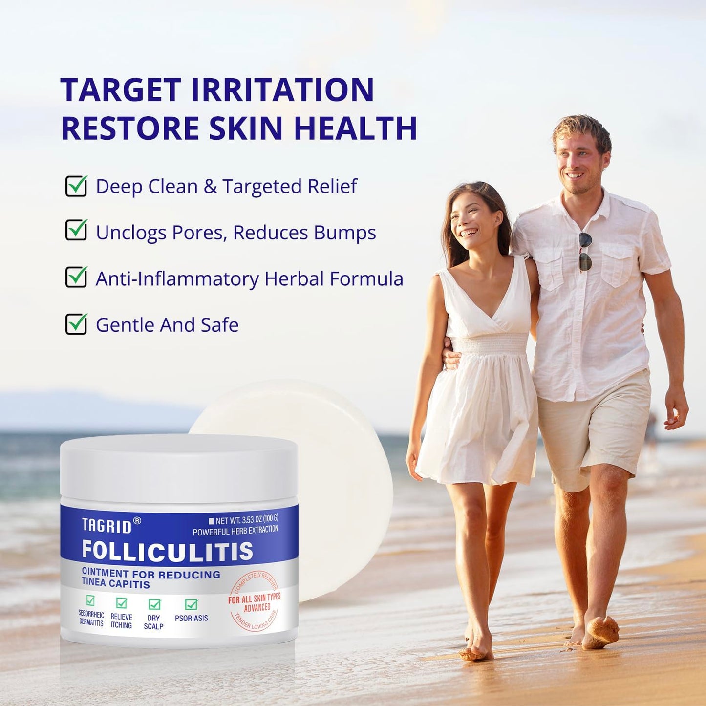 TAGRID Folliculitis Treatment Cream | Ingrown Hair Relief for Scalp, Face & Body - Hydrating & Soothing Formula