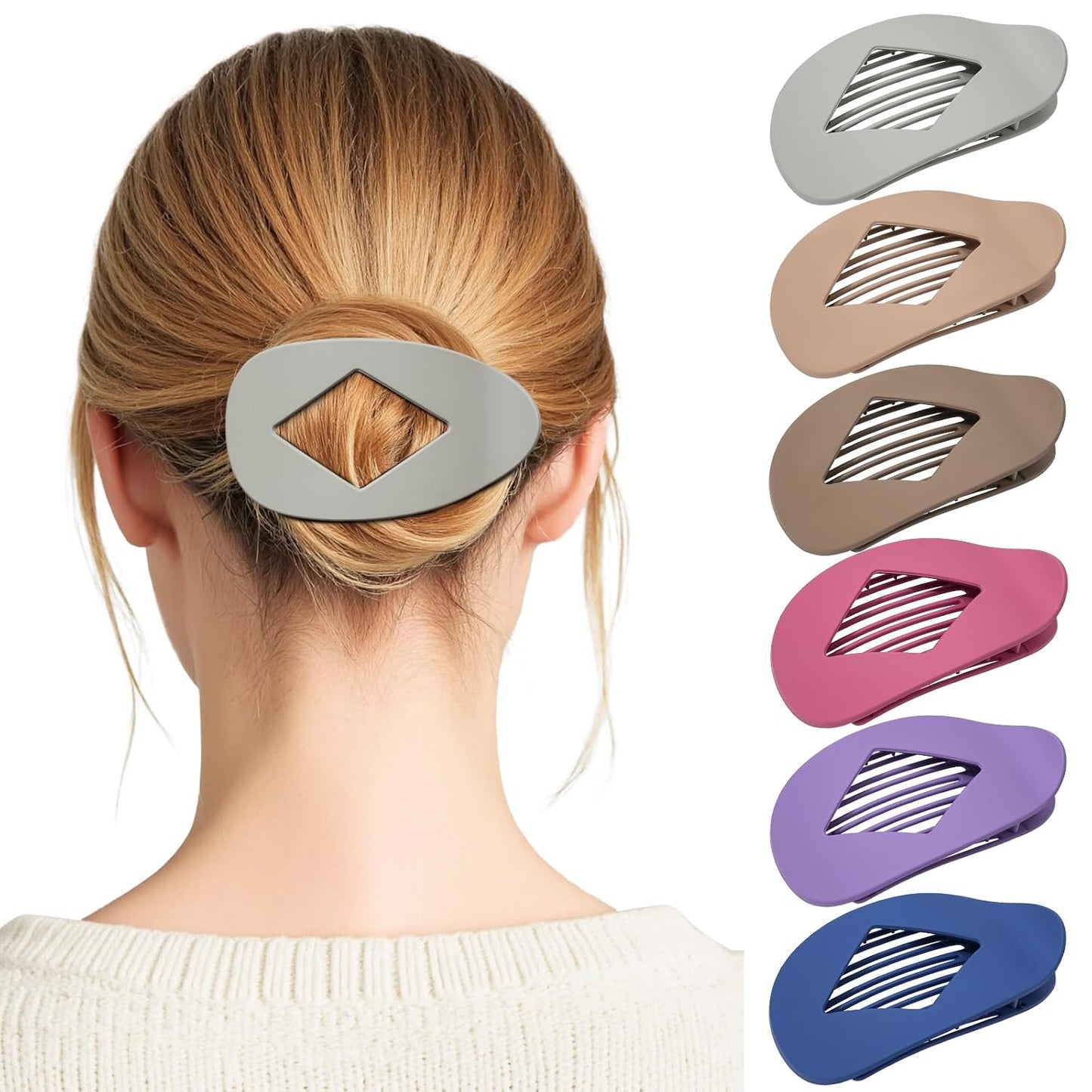 Flat Hair Clips for Women - 6 PCS French Medium Claw Clips for Thick or Thin Hair | Strong Grip Non-Slip Design