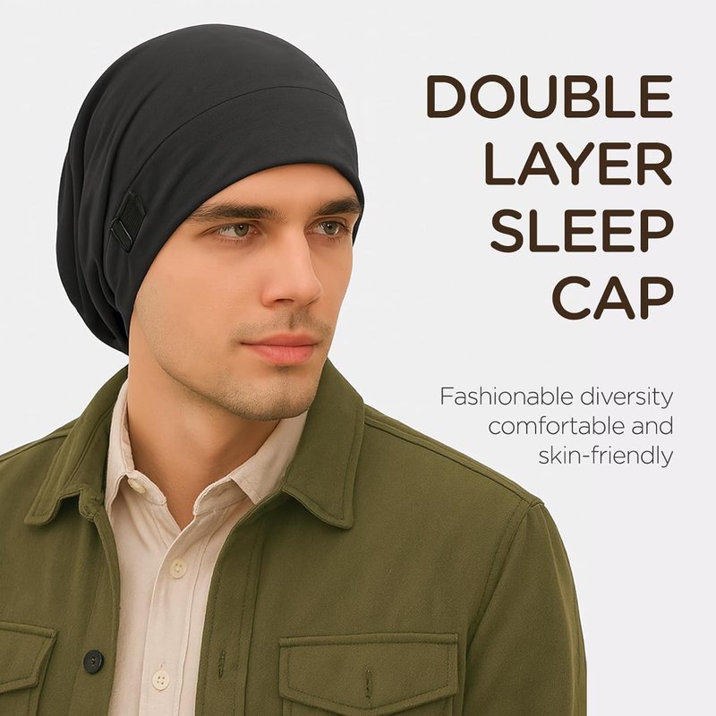 Silk Satin Lined Bonnet - Adjustable Sleep Cap for Women & Men | 2 Pcs Hair Wrap Set