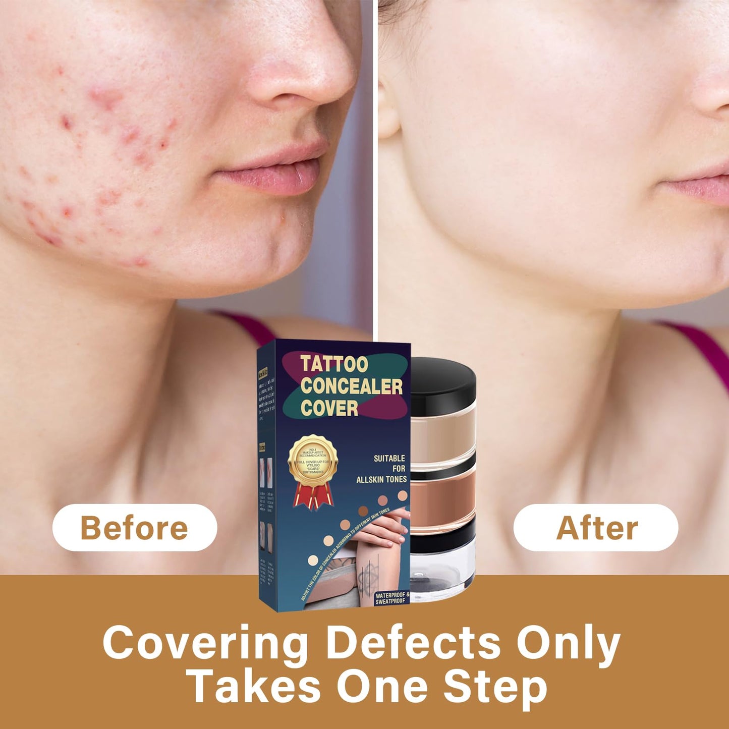 Tattoo Cover Up Makeup Waterproof, Two Sizes0525