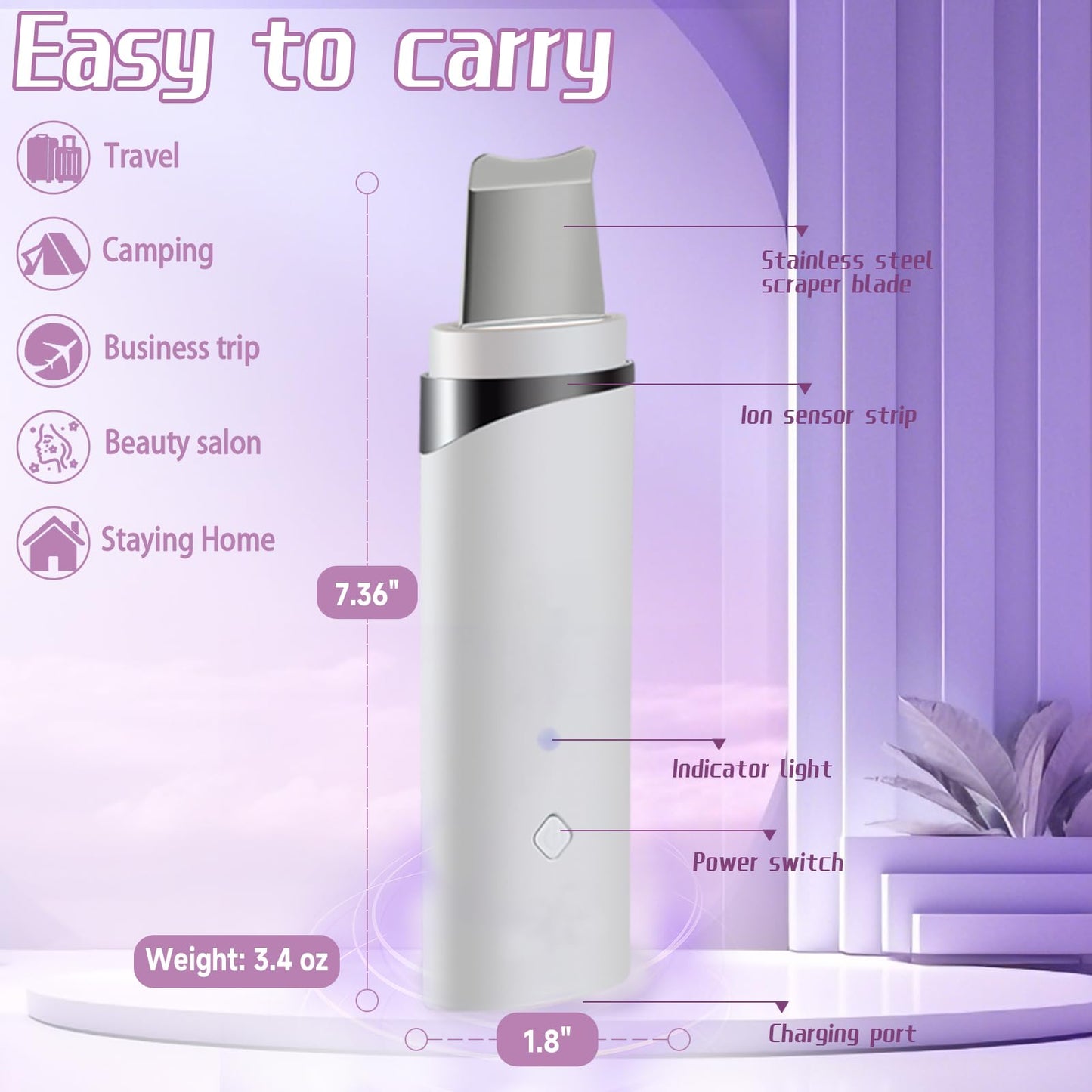 Lixeszt Multifunctional Facial Spatula Pore Cleaner Tool for Deep Cleansing,Serum Infusion, Skin Lifting,Pore Cleansing with Timer Function for Facial Skincare Gift Remov
