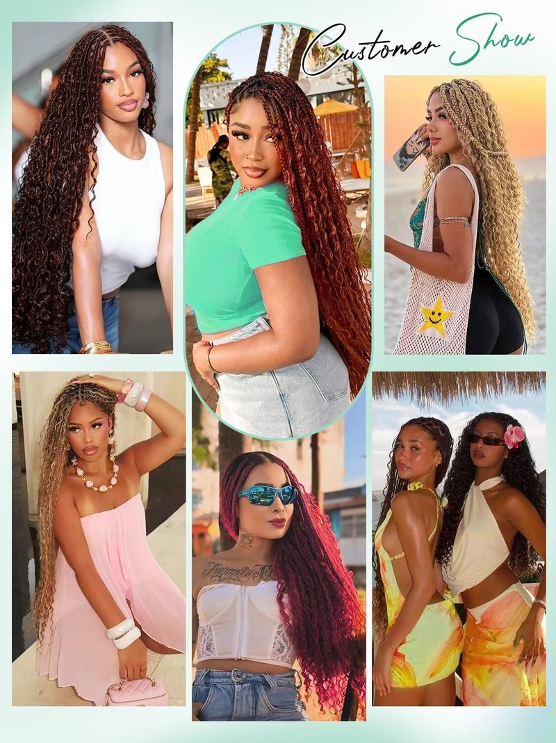 Boho Curly Braiding Hair - 24 Inch 160g Virgin Brazilian Human Hair | Soft, Tangle-Free Deep Wave Extensions for Knotless Styles