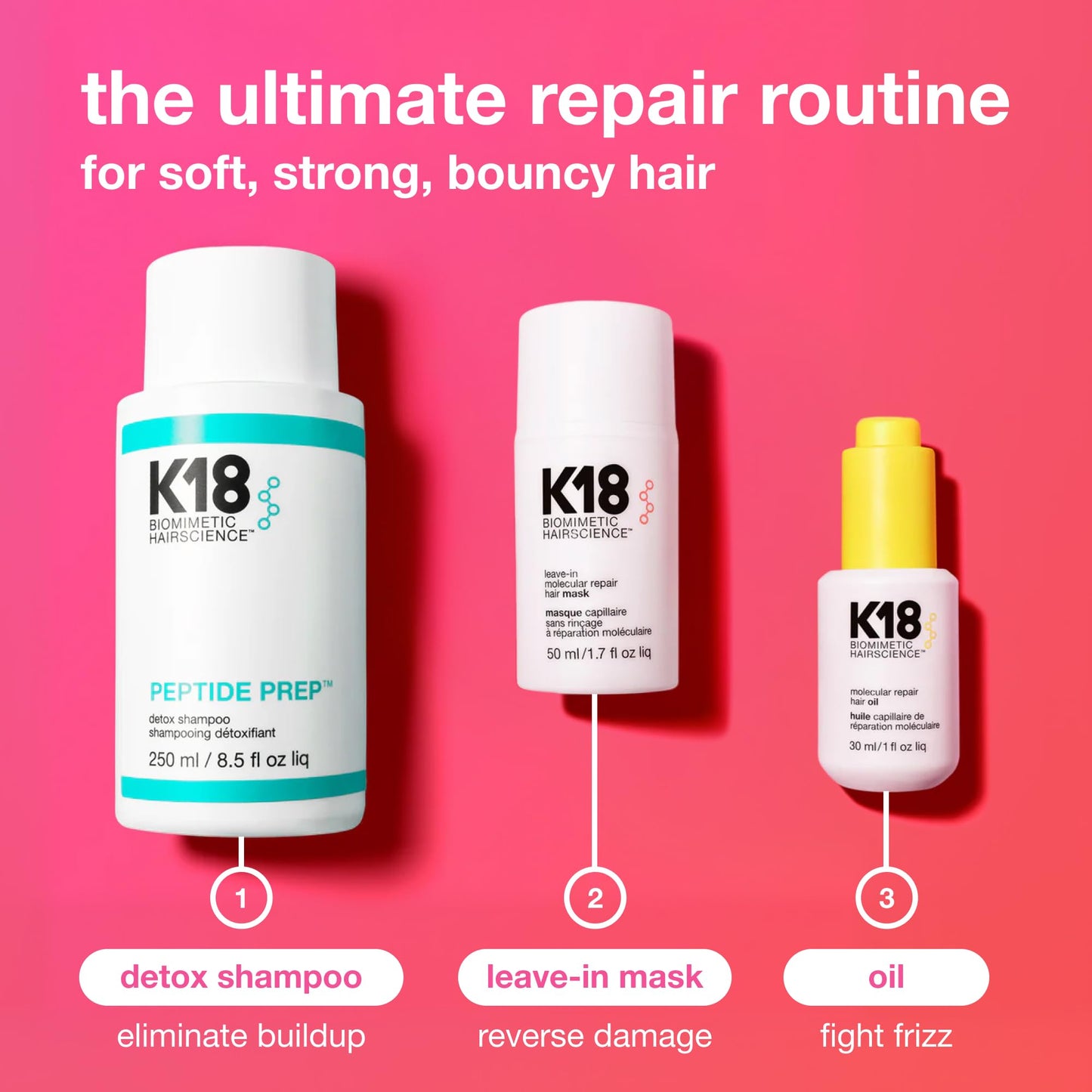 K18 Leave-In Molecular Repair Hair Mask - Peptide Hair Treatment Mask for Bleach, Color, Chemical + Heat Damaged Strands - Immediate + Lasting Damage Reversal in 4 Minutes (1.7 Fl oz)