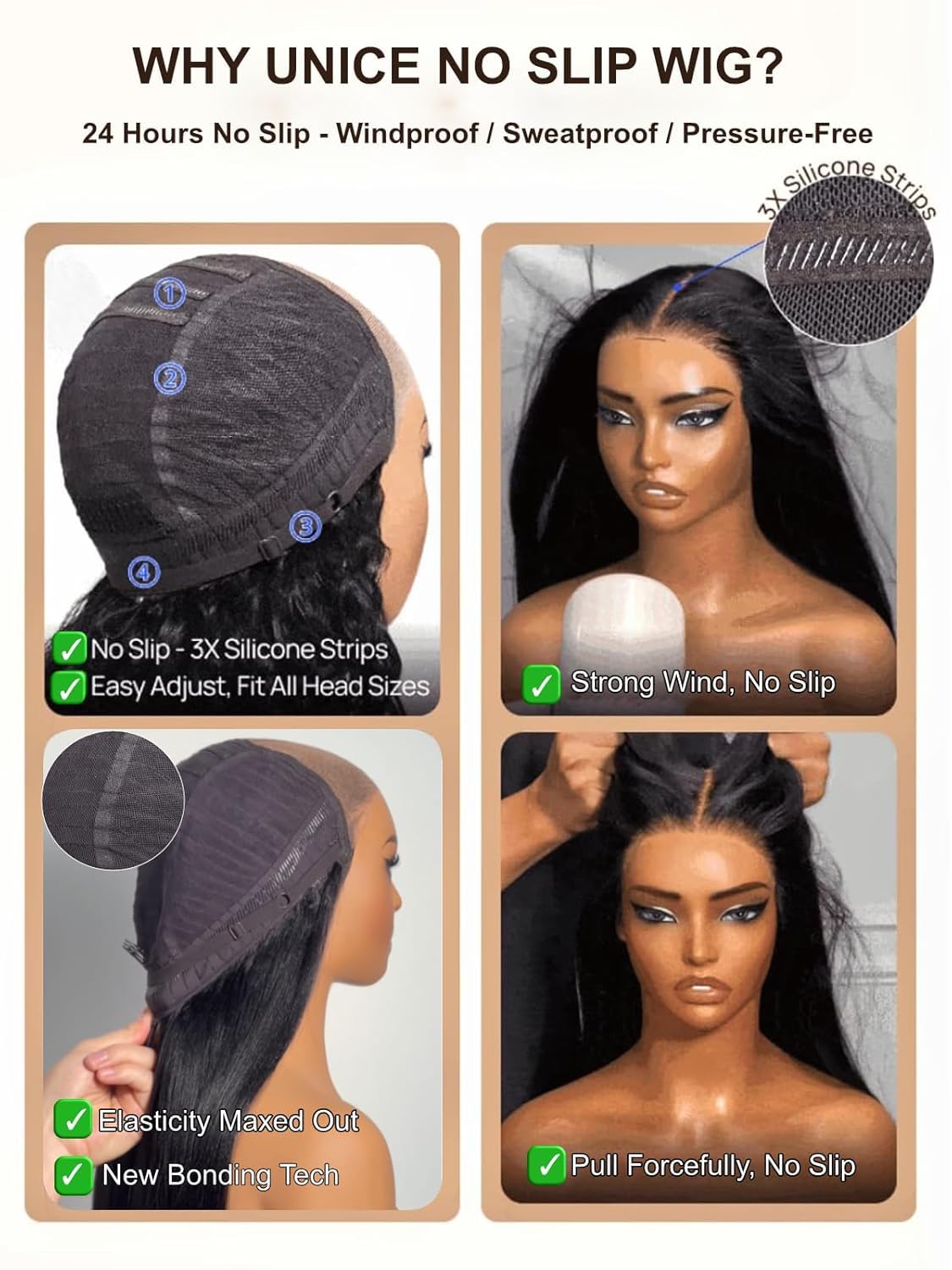 UNICE Bye Bye Slip Water Wave Bob Wig Human Hair, C Side Part 6x4 Glueless Lace Closure Wig, Pre-Plucked & Pre-Cut, 220% Density, Drawstring, Beginner Friendly for Black Women 14 Inch