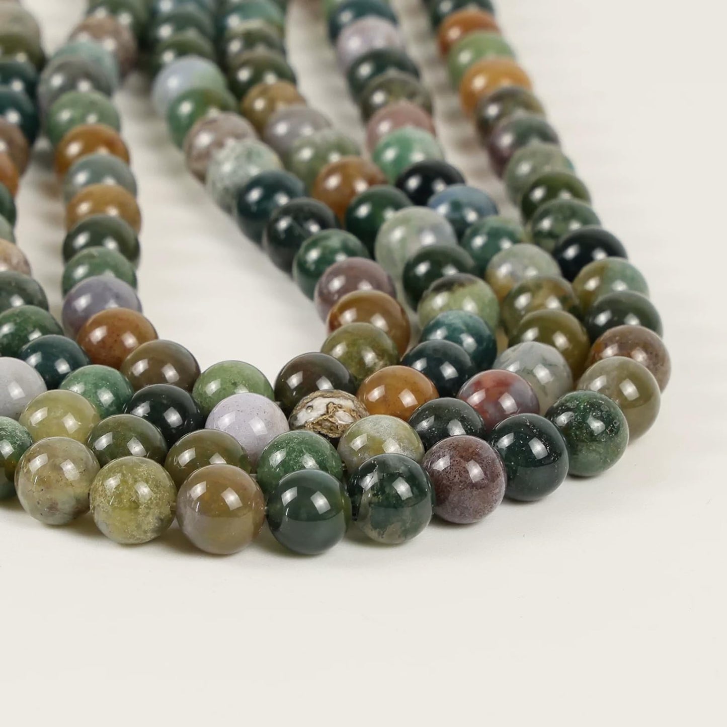 60Pcs Natural Indian Agate Beads, 6mm Round Gemstone Loose Beads Strand (15") for Jewelry Making, DIY Necklace & Bracelet Supplies