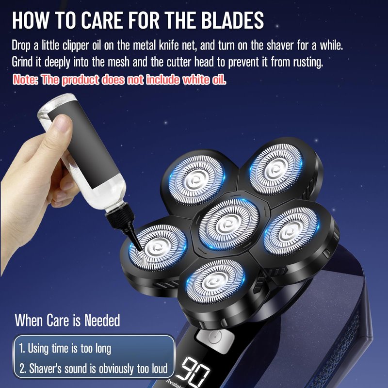 Replacement Heads for Main Shaver Brands, Shaver Blade Heads Replacement for Electric Razor for Men, Head Shaver Bald Shaver Replacement Heads with Blade Cover Shaver Head (6 Head Blades For Men)