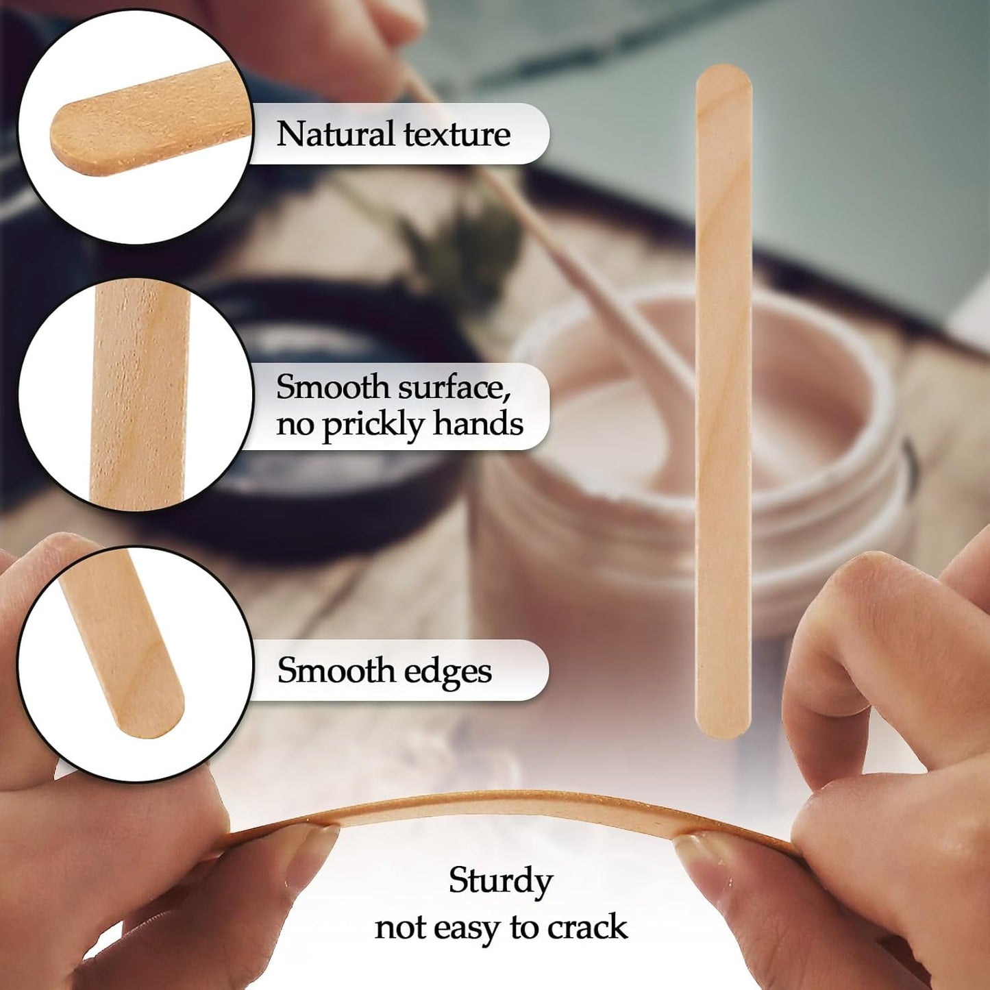 Craft Sticks - 200 Pcs Natural Wood Popsicle Sticks for DIY Crafts - 4.5 Inch Length
