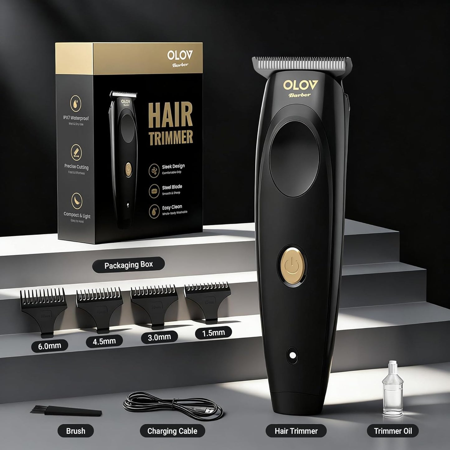 Cordless Hair Trimmer for Men - Professional T-Blade Beard Clippers for Grooming & Mustache Cutting