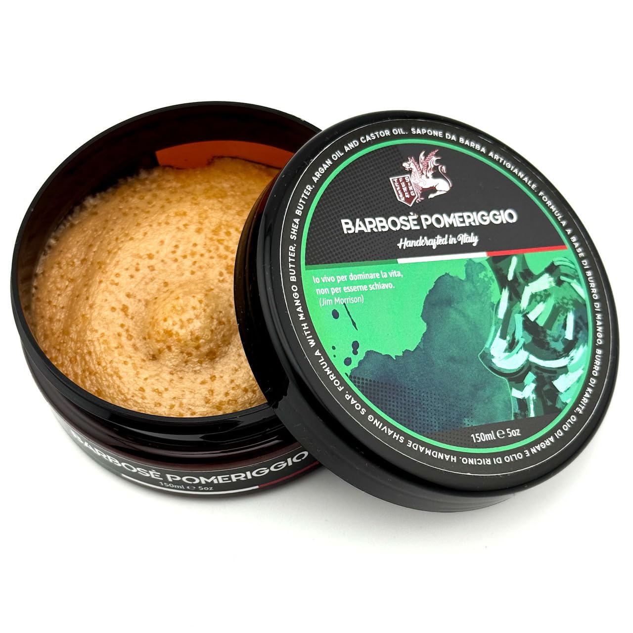 TFS Torino “Barbōsè Pomeriggio” Shaving Cream – 100 ml, Luxurious Made-in-Italy Cream with Coconut & Mint Fragrance, Rich Neutralizing Lather for Smooth, Irritation-Free Shave