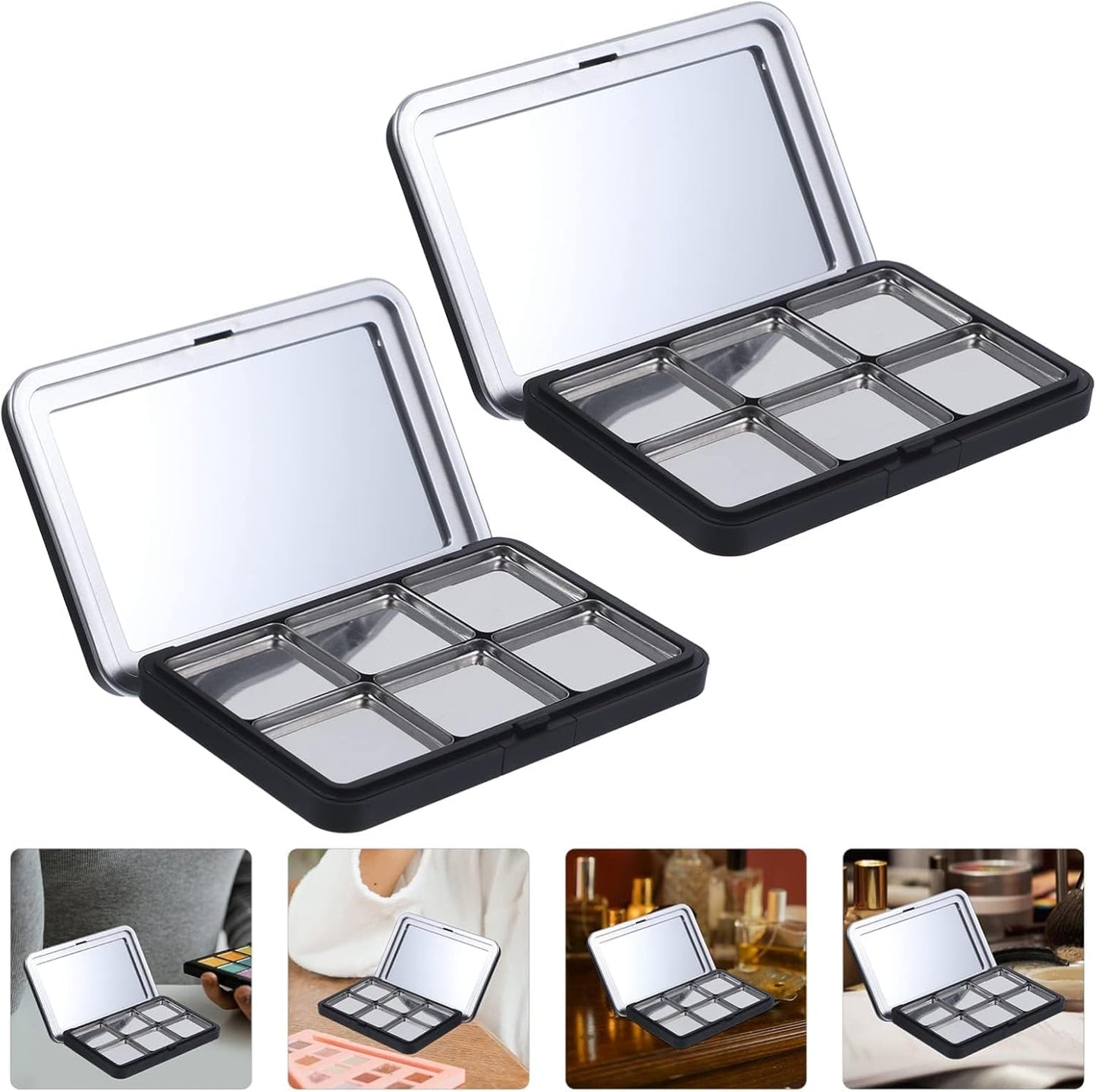 Magnetic Makeup Palette with Mirror - Empty Eyeshadow & Lipstick Organizer for Makeup Storage | Versatile & Stylish Design