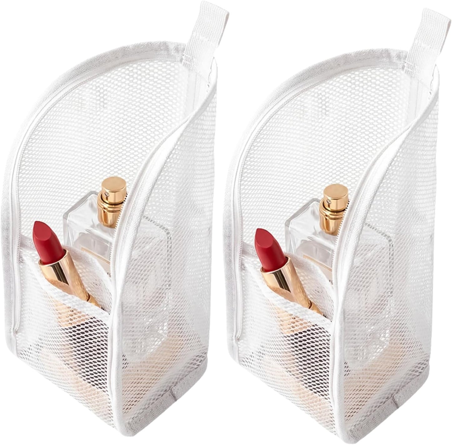 Lightweight Travel Toiletry Bag - Waterproof Foldable Cosmetic Organizer | Compact Design in White & Pink