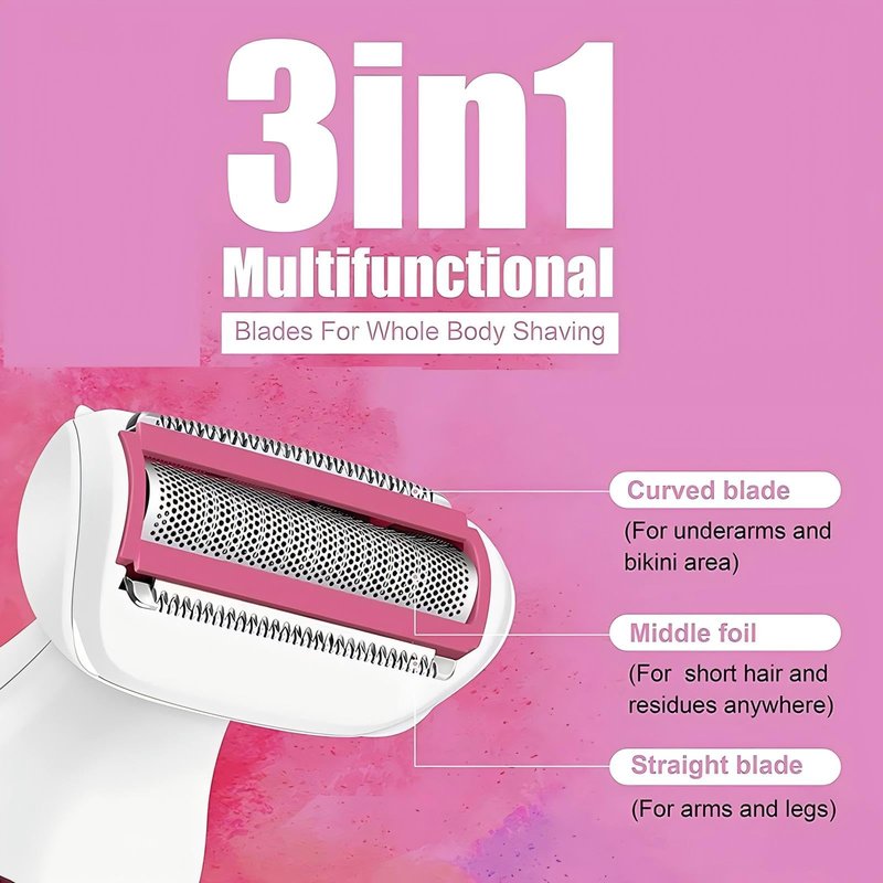 Generic Electric Shaver for Women, Wet and Dry Rechargeable Cordless Razor, Hypoallergenic with Pop-Up Trimmer for Legs, Underarms, Bikini Area