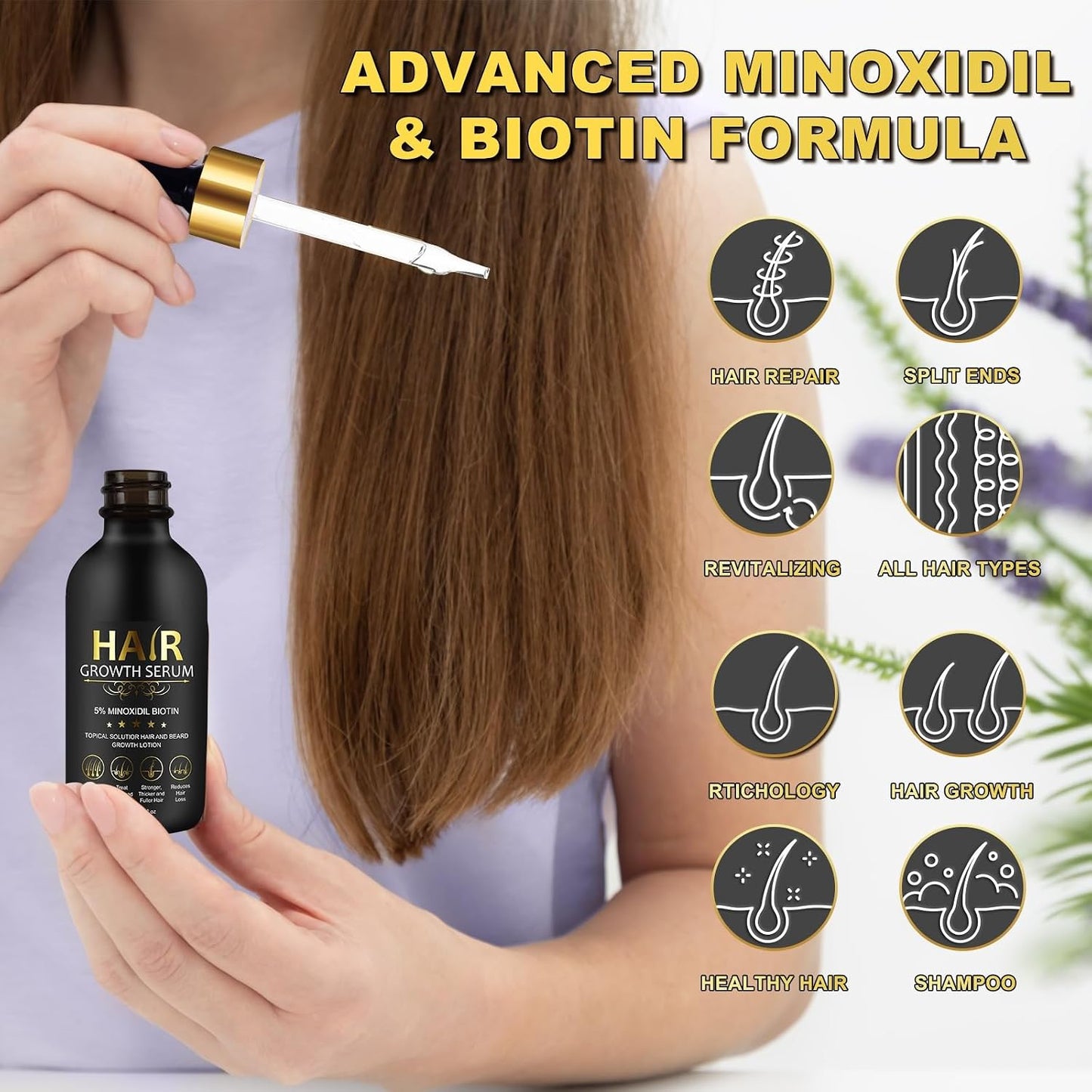 Minoxidil Hair Growth Serum - 5% Formula for Thicker, Stronger Hair | Unisex, 2.02 oz