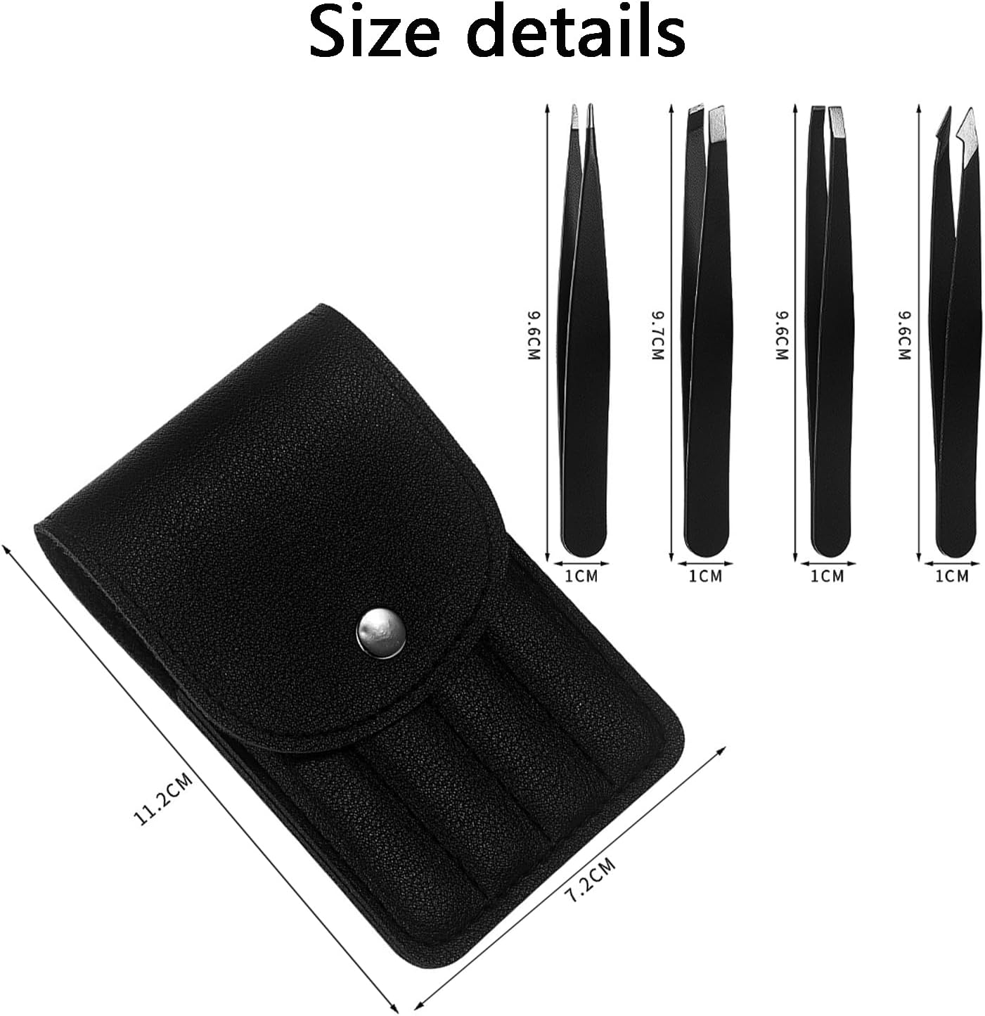 Precision Tweezers Set - Stainless Steel Eyebrow & Ingrown Hair Removal Kit | 4 Pcs Professional Grooming Tools with Travel Case