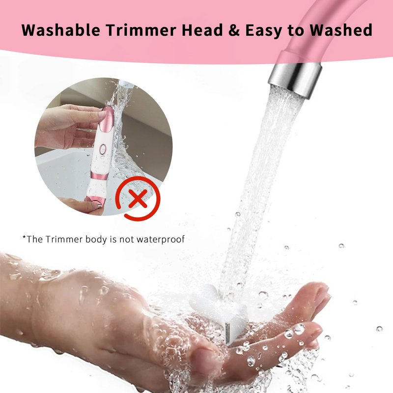 Bikini Trimmer for Women with LED Display - 5-in-1 Rechargeable Electric Shaver, Painless Pubic Hair Trimmer for Face Nose Eyebrow Arms Armpit Legs Pubic Area (Pink)
