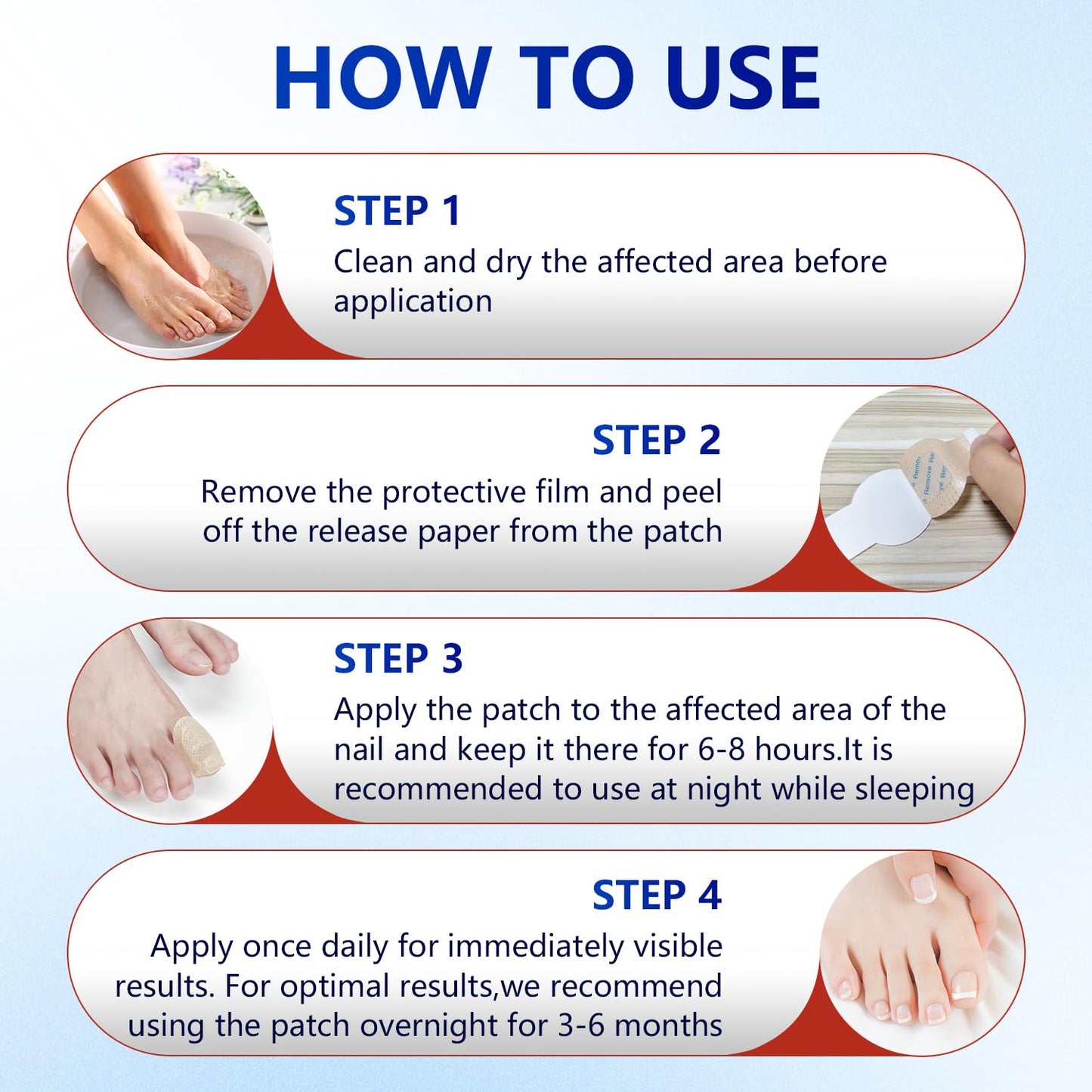 Extra Strength Toenail Treatment - Overnight Nail Patches for Damaged Nails | 42 Pcs
