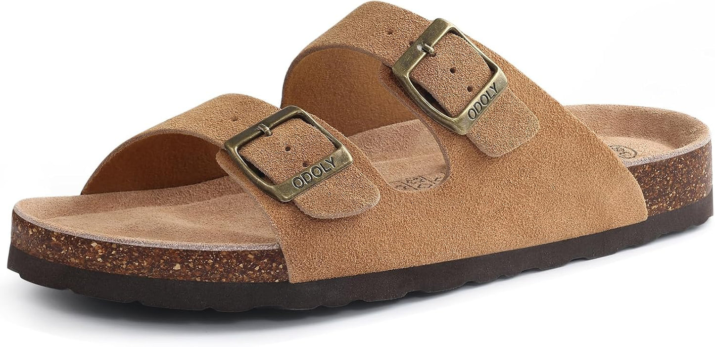 Cork Footbed Slide Sandals - Unisex Summer Outdoor Sandals with Arch Support & Adjustable Buckle | Comfortable Fit