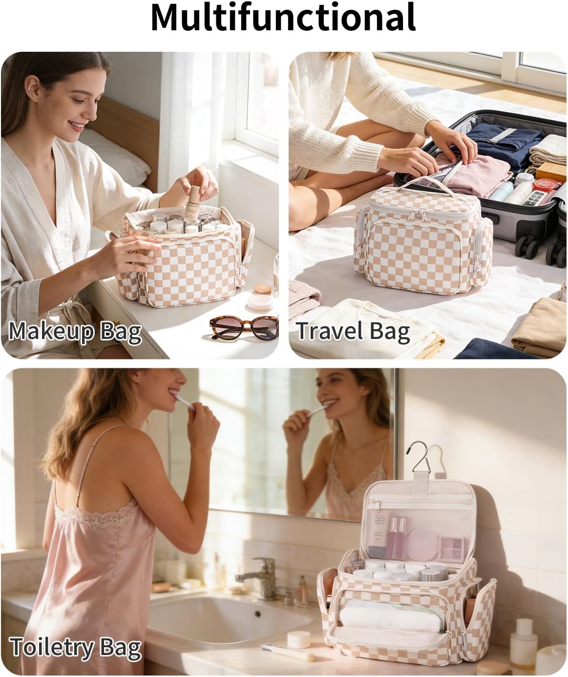 Hanging Travel Toiletry Bag for Women - Large Makeup Organizer with Multiple Pockets & Wet Pocket | Portable Bathroom Essentials