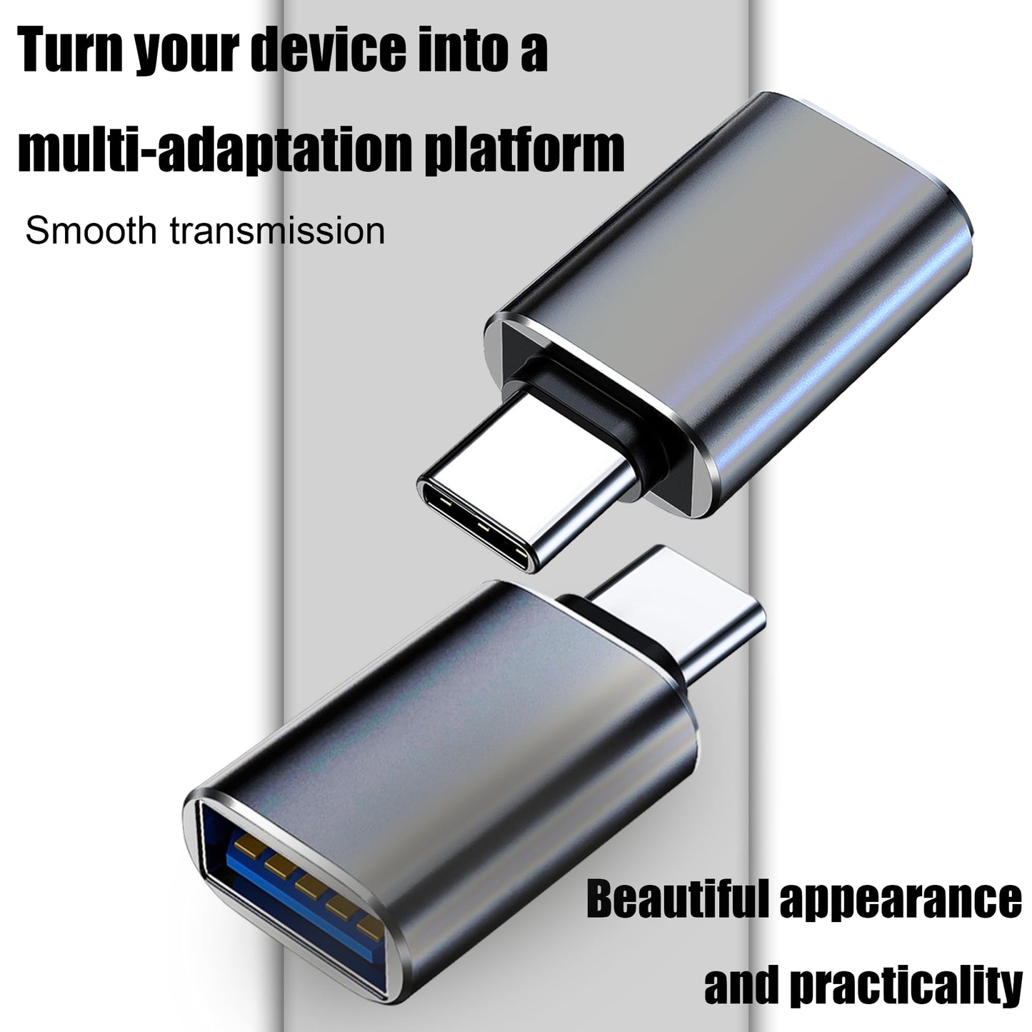 USB C to USB Adapter Pack of 4 USB C Male to USB3 Female Adapter Compatible with iPhone 16 Pro Max Pro Air 2023 iMac iPad mini Pro, Other Type C or Thunderbolt 4/3 Devices, Space Grey