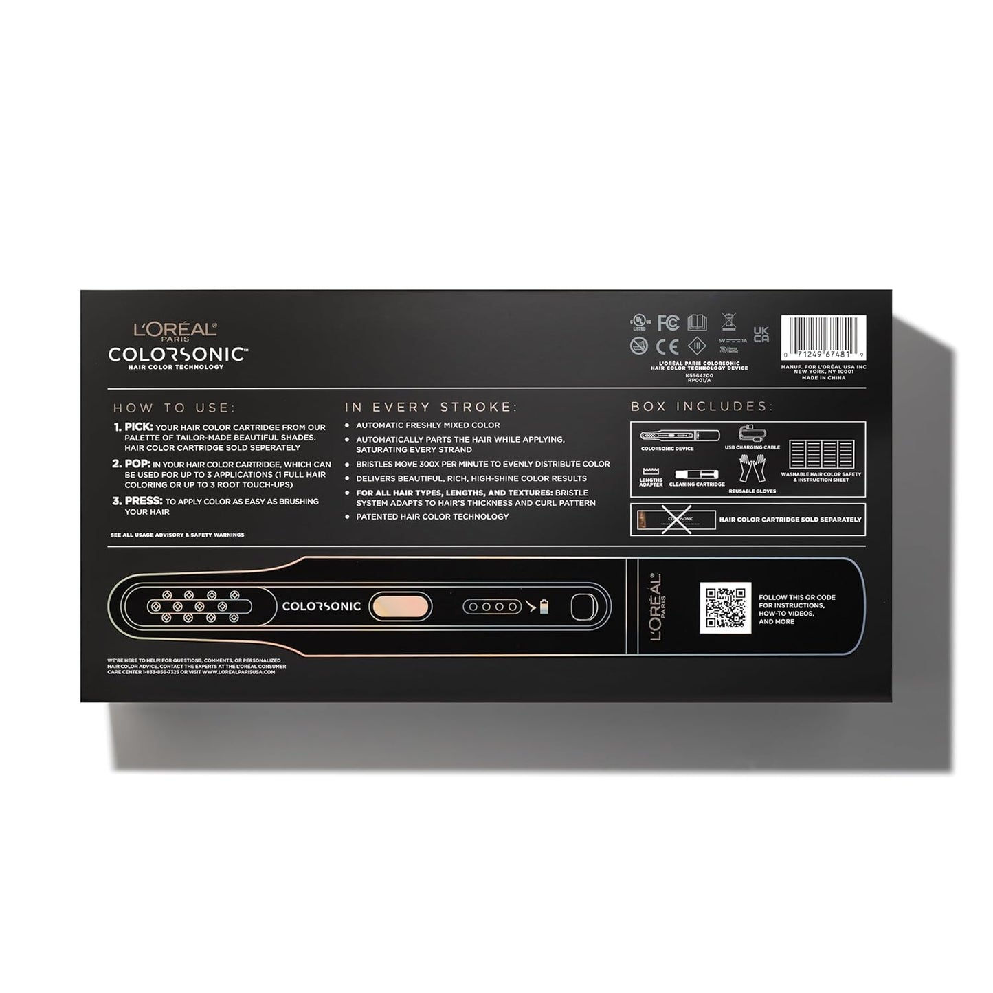 L'Oreal Paris Colorsonic Hair Dye Device - Mistake-Free Root Touch Up & Gray Coverage | All Hair Colors Available