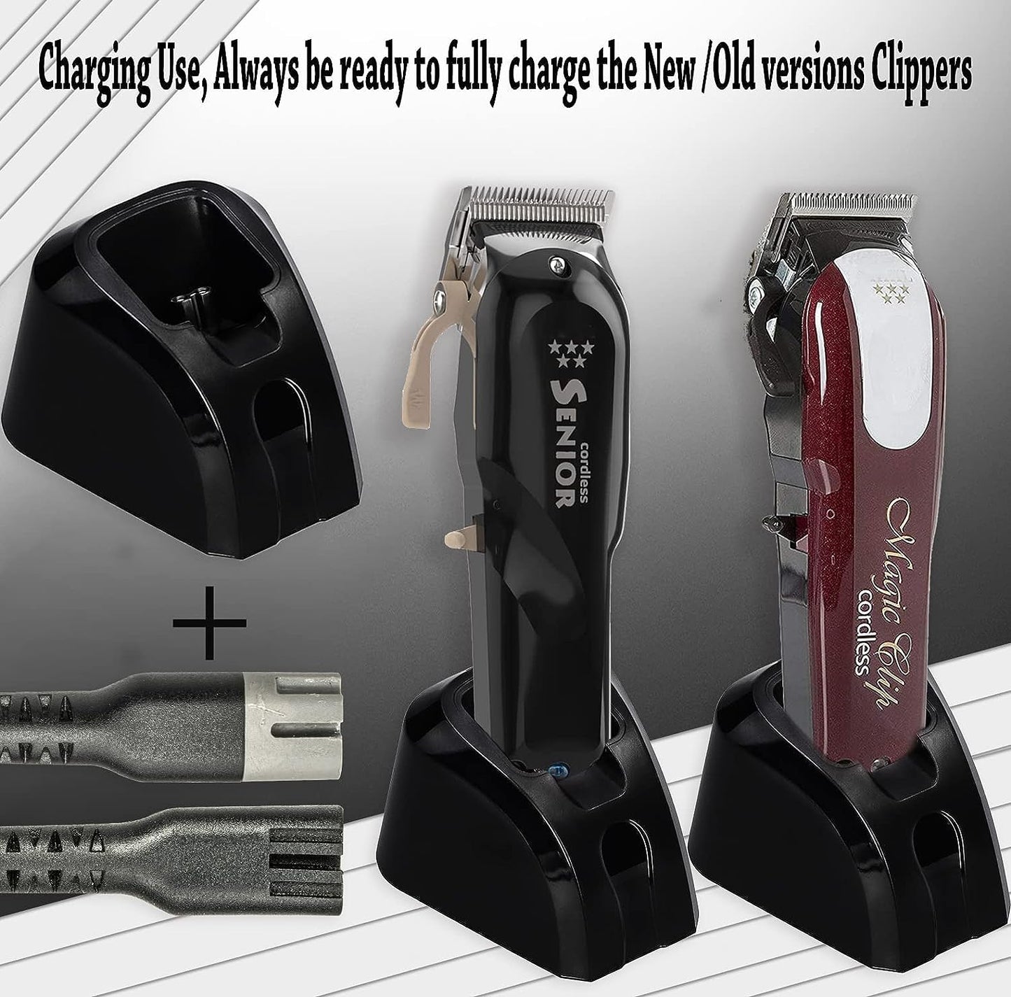 Kaynway 2PCS USB Charger Stand Set for Wahl Magic Clip Senior Sterling-4 Detailer Lithium-Ion Pro Clippers, Replacement Charging Cable for Wahl 8164 Finale & 8173 Vanish Shaver