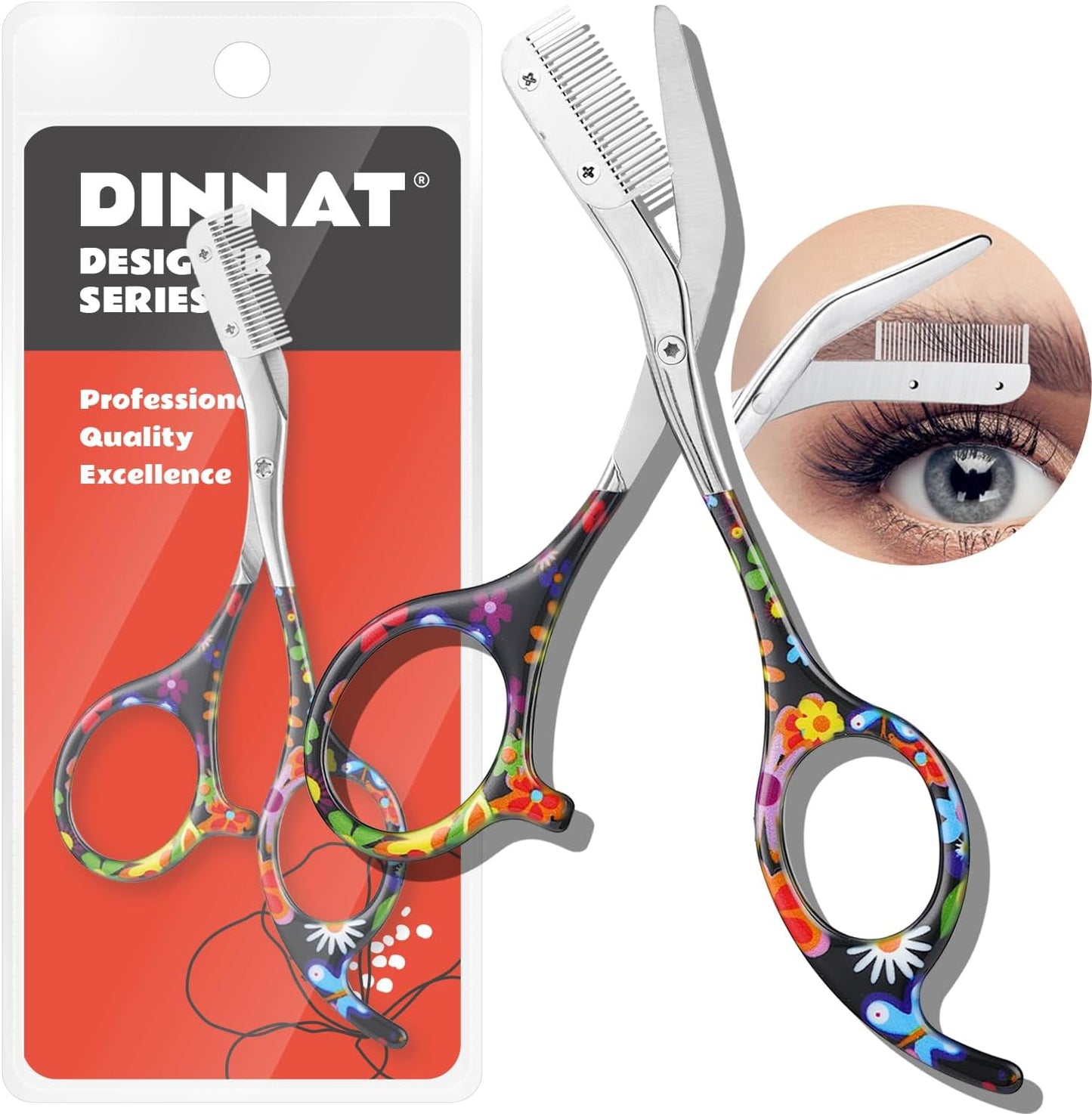 Eyebrow Trimmer Kit - Professional Precision Stainless Steel Scissors with Comb | Perfect for Men & Women (Pink)