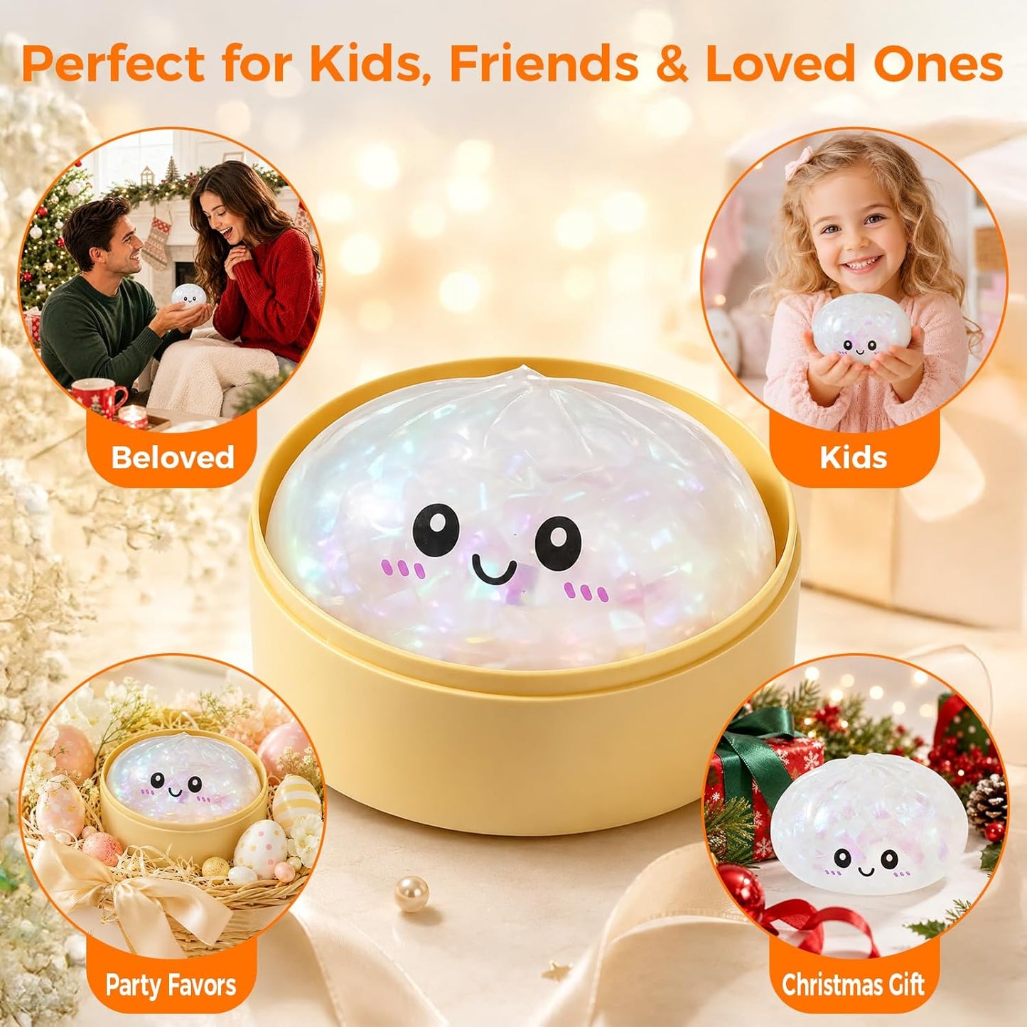 Dumpling Squishy Toy - Random Color Sensory Fidget for Anxiety Relief | Cute & Soft Stretchy Design