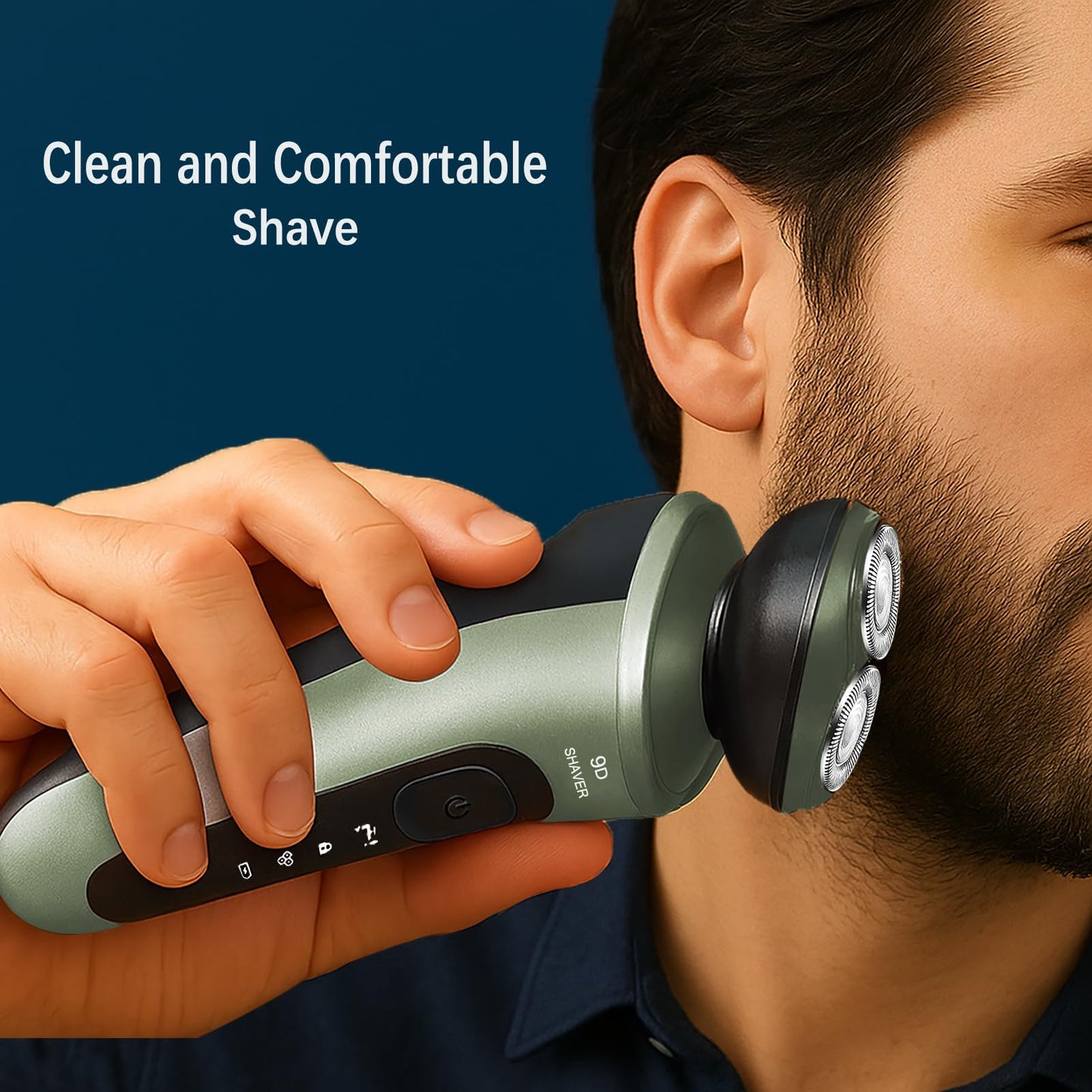 Electric Razor for Men, Rechargeable Rotary Electric Shaver with 3D Floating Heads, Ideal for Travel, Office, and Business Trips (Green)