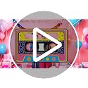 Retro 80s 90s Photo Booth Backdrop - Neon Cassette Tape 71x46